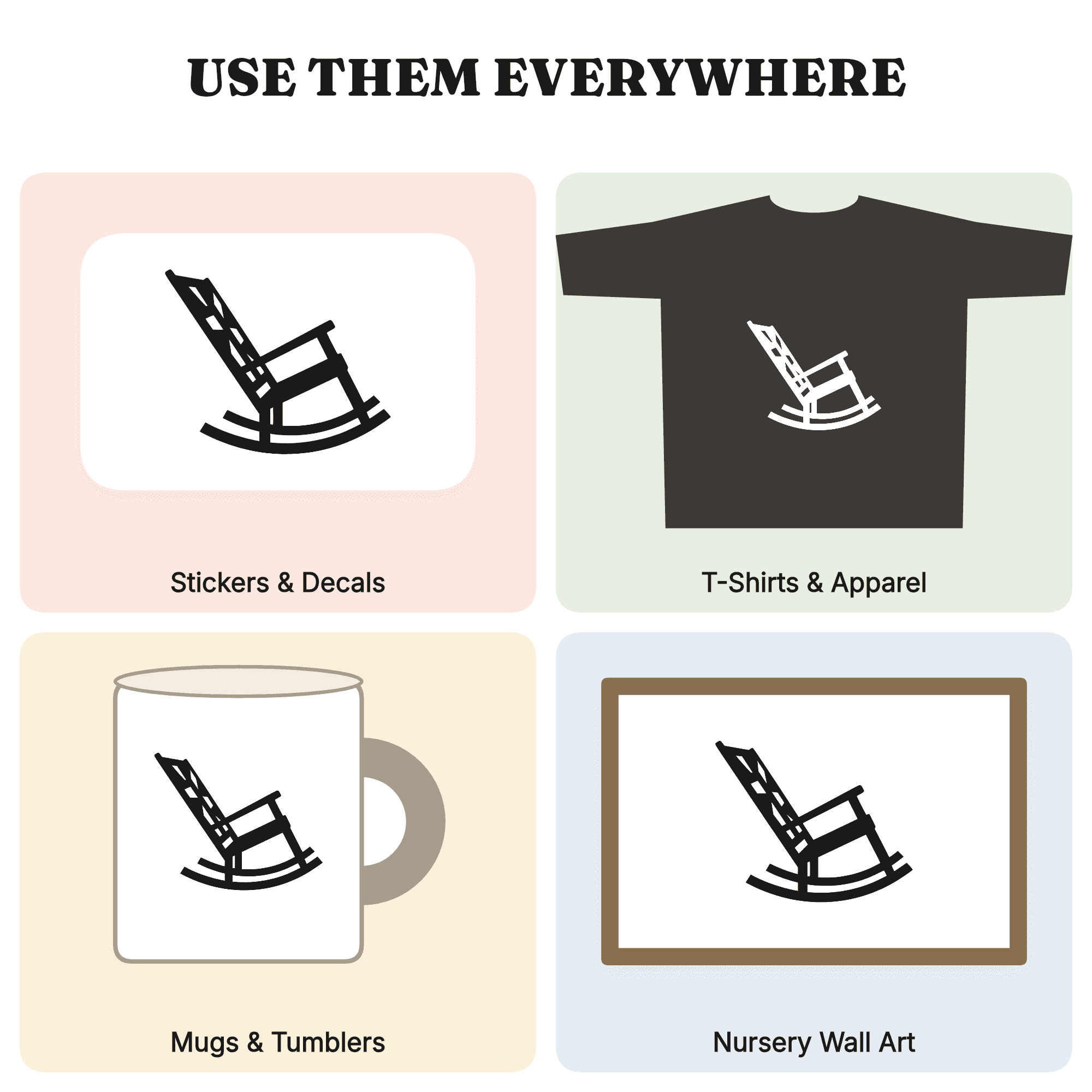 Rocking Chair SVG PNG Grandparents Day Cut File Silhouette Tilted Rocker Nostalgic Craft Design — view 3