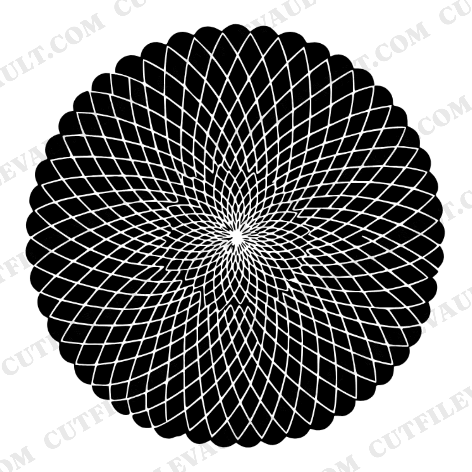 Fibonacci Sunflower Seed Head SVG PNG Retro 70s Botanical Illustration Cut File Herbarium Art — view 1