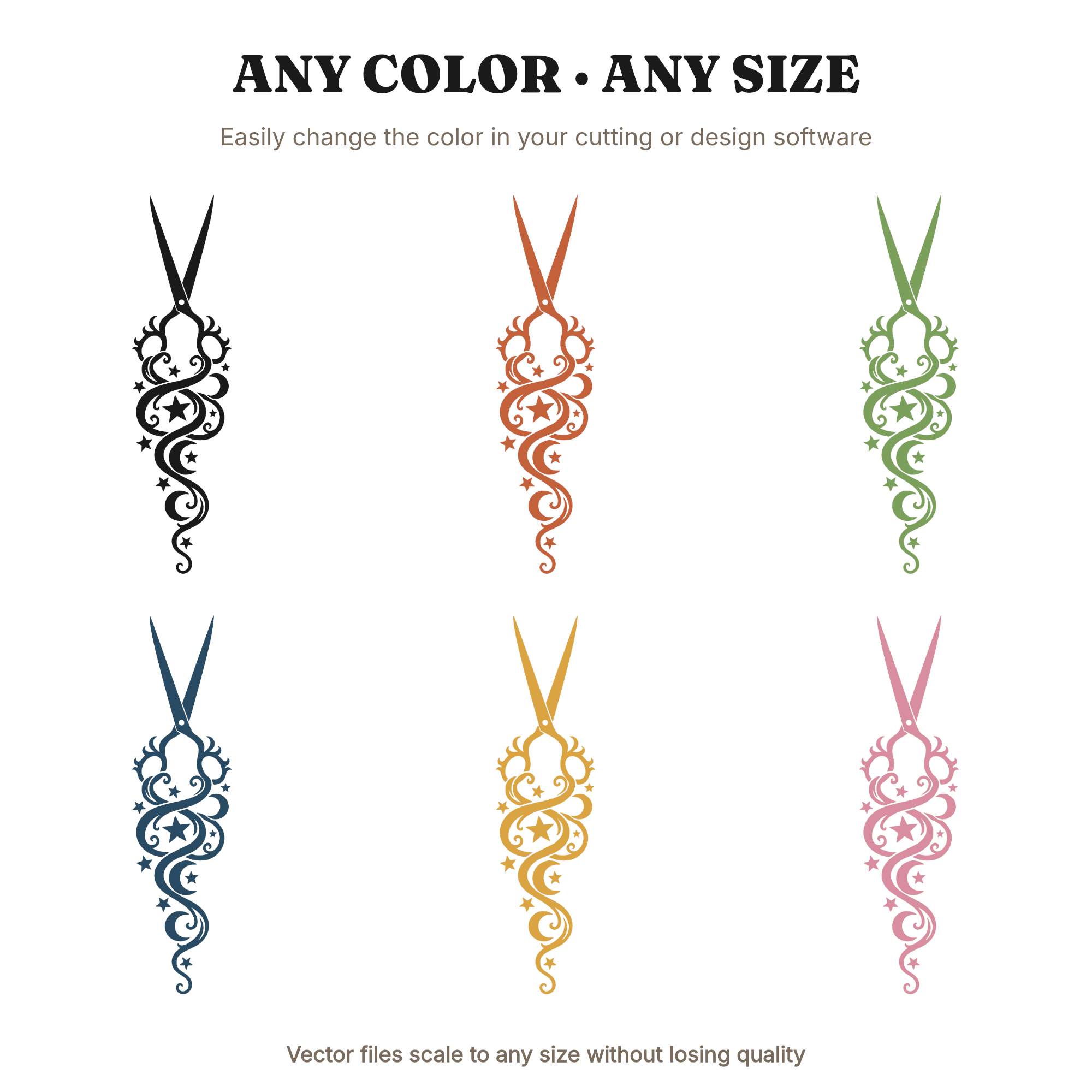 Celestial Scissors V Formation SVG PNG, Art Nouveau Ribbons, Mystical Back to School Cut File — view 2