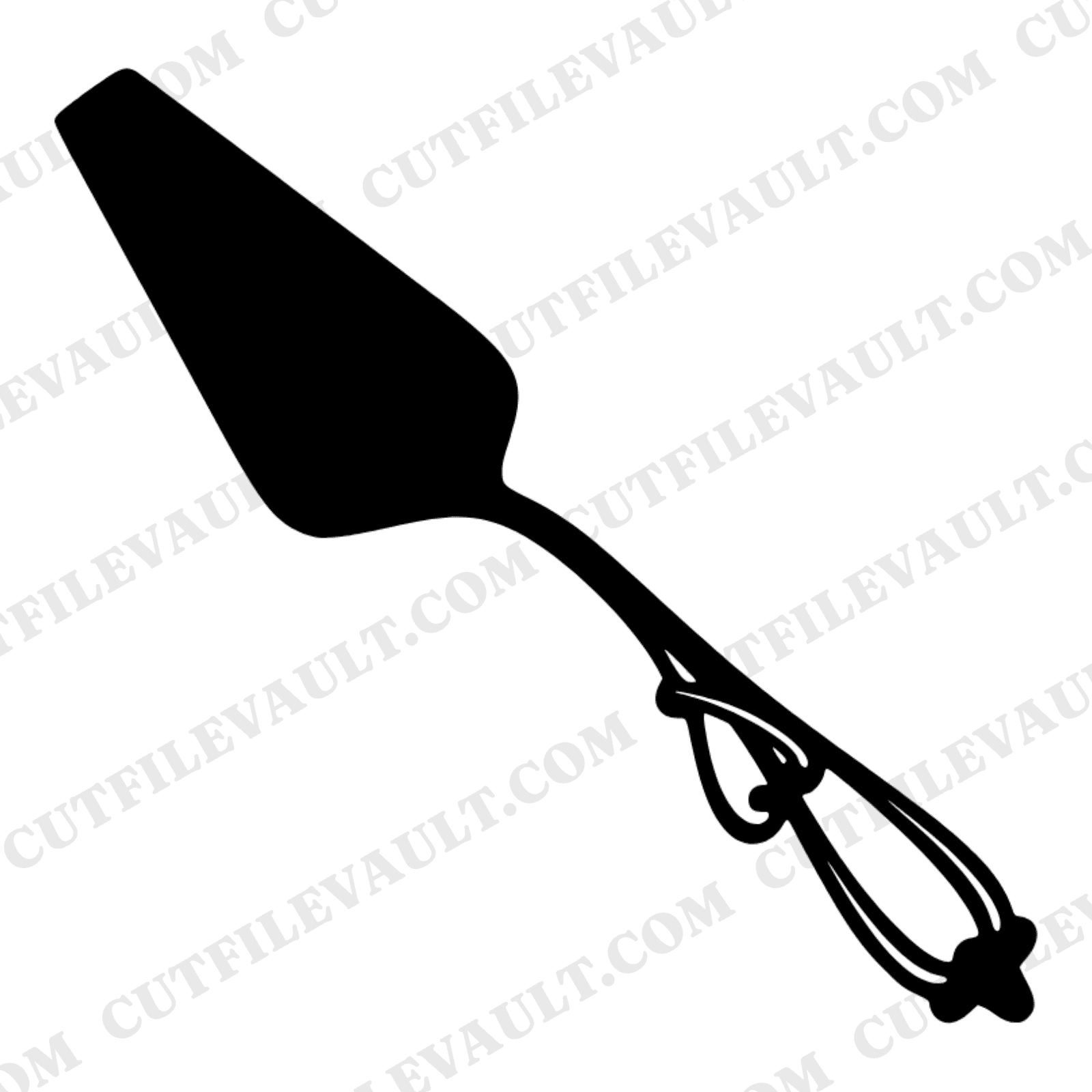Vintage 1950s Pie Server SVG PNG, Thanksgiving Silhouette Cut File, Retro Kitchen Utensil Clipart — view 1