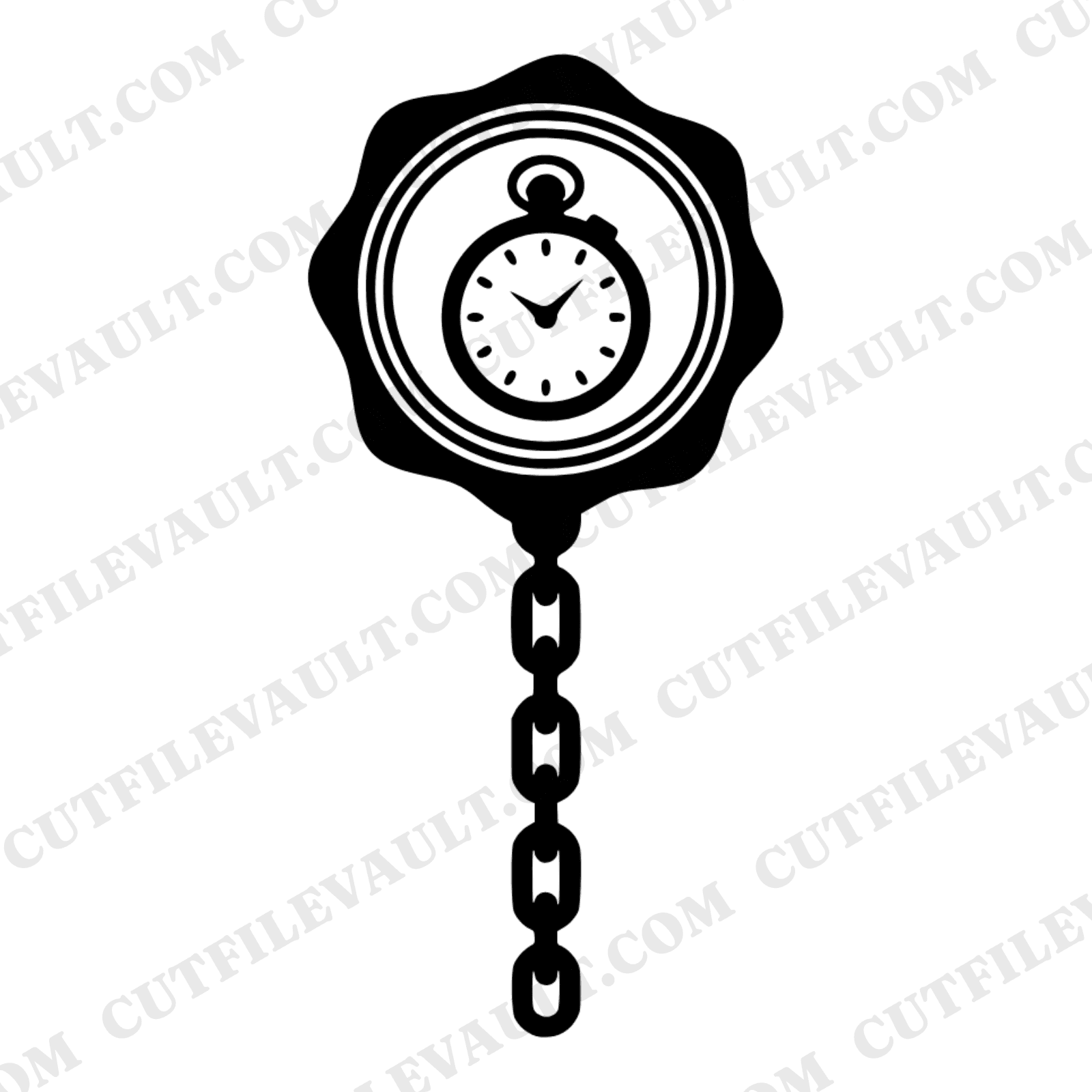 New Year Pocket Watch SVG PNG Wax Seal Badge Cut File Scandinavian Minimalist Countdown Design — view 1