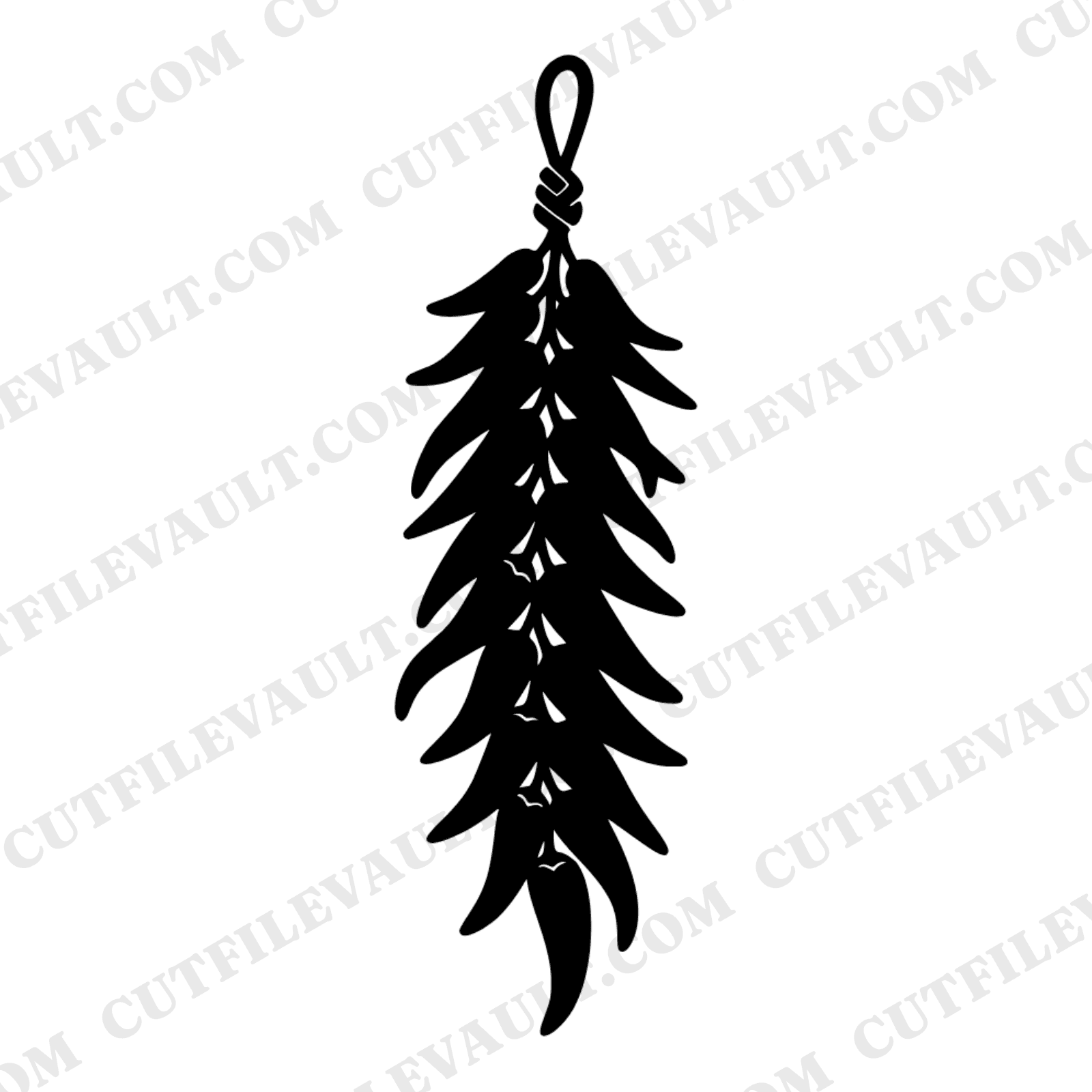 Kitchen Witch Chili Ristra SVG PNG, Dried Peppers Cascade, Mid-Century Autumn Harvest Folk Magic — view 1