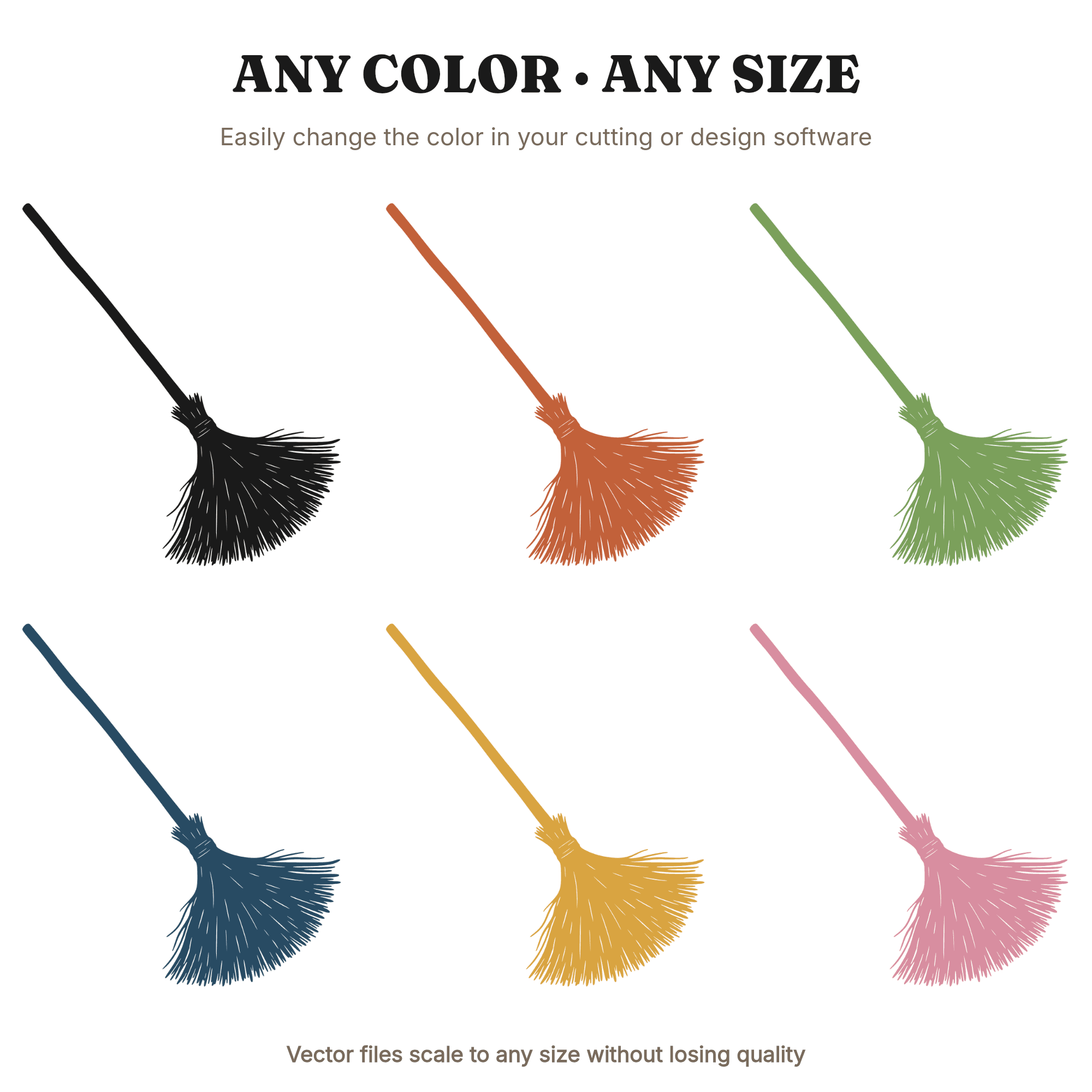Nordic Witch Broom SVG PNG, Halloween Broomstick Silhouette, Minimalist Autumn Decor Cut File — view 2