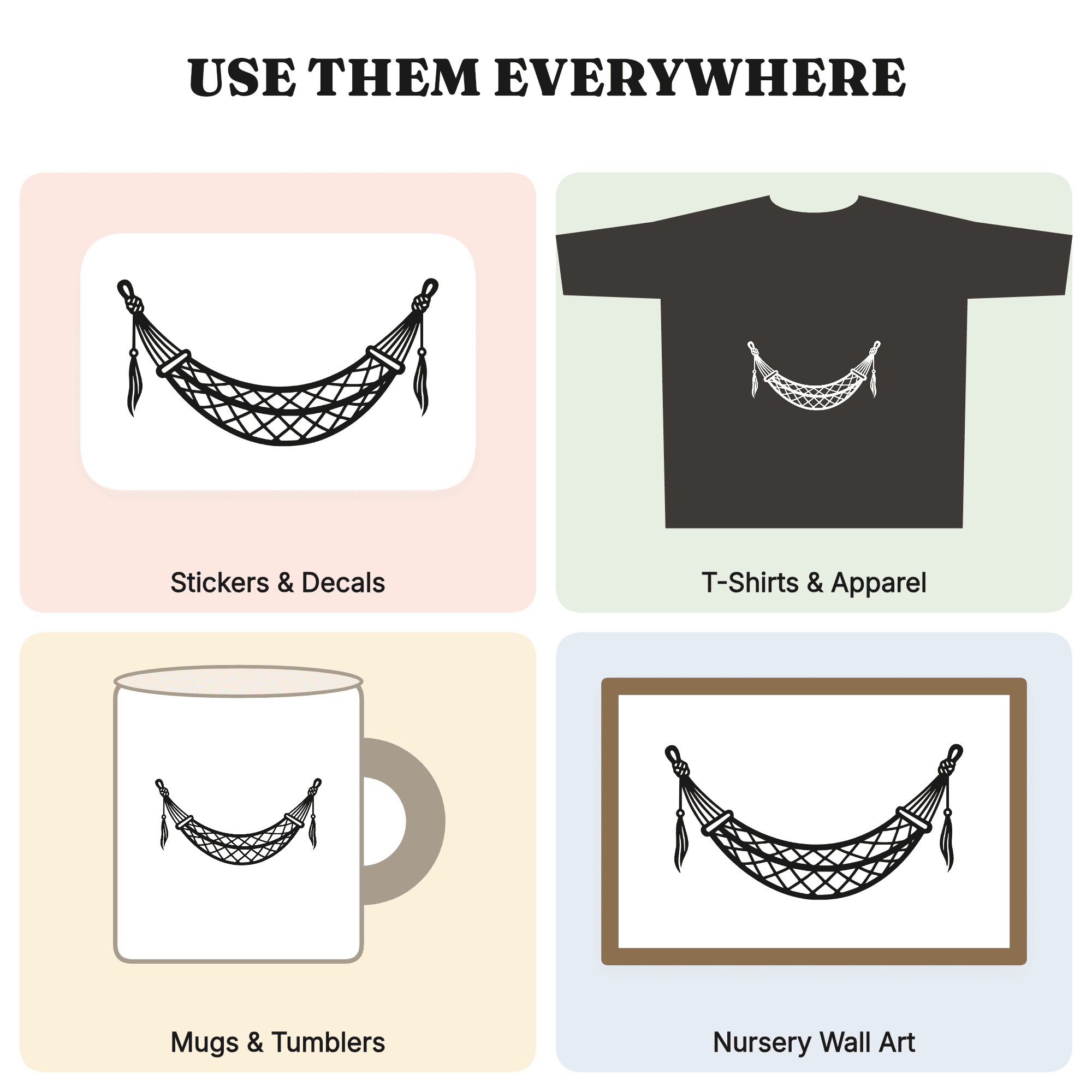 National Lazy Day Hammock SVG PNG Art Nouveau Knots Silhouette Cut File Cricut Vinyl Decal — view 3