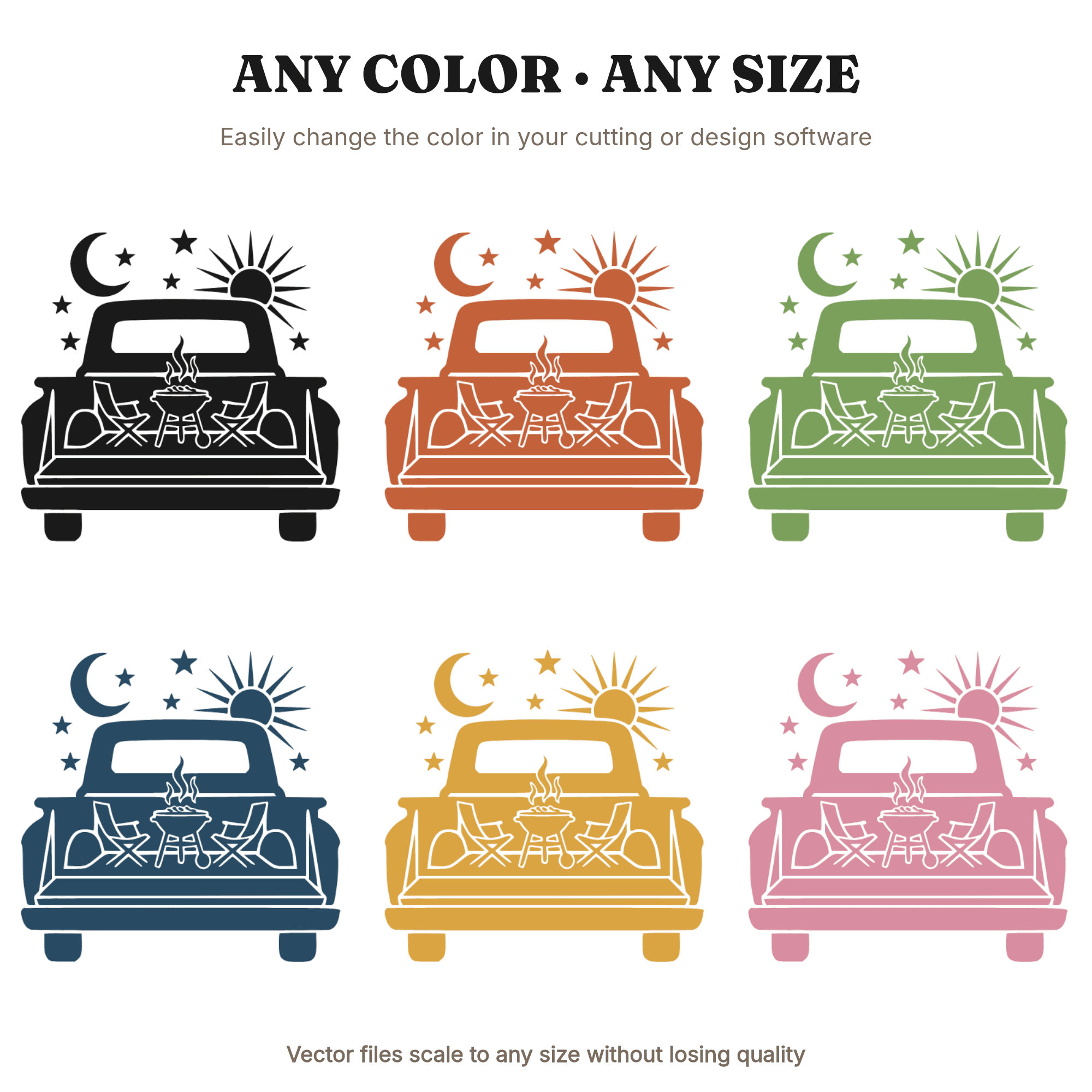 Celestial Truck Tailgate SVG PNG, Mystical Cookout Scene, Moon Stars Sun Cut File, Hot Dog Day — view 2