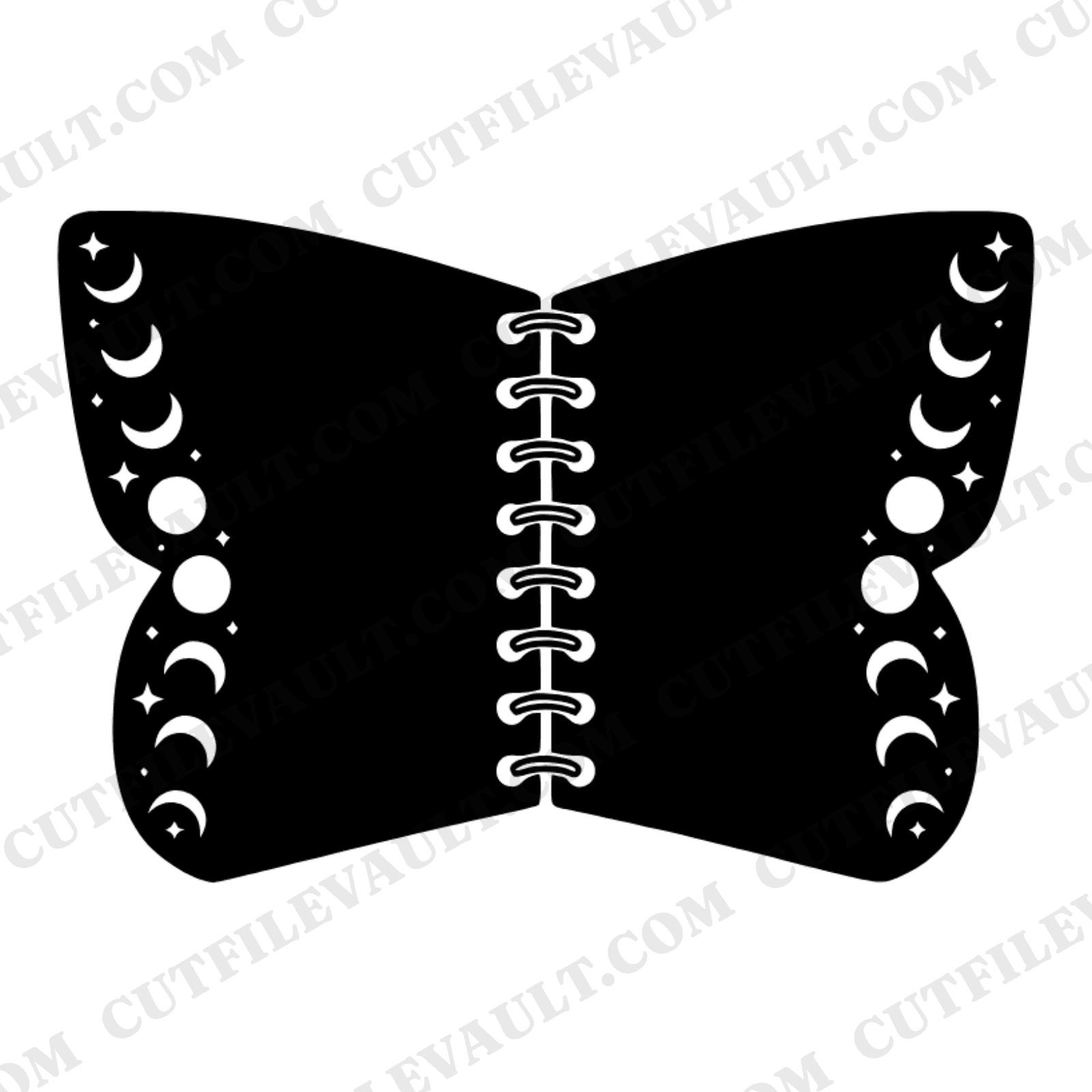 Celestial Butterfly Notebook SVG PNG, Y2K Chrome Spiral Rings, Mystical Back to School Cut File — view 1