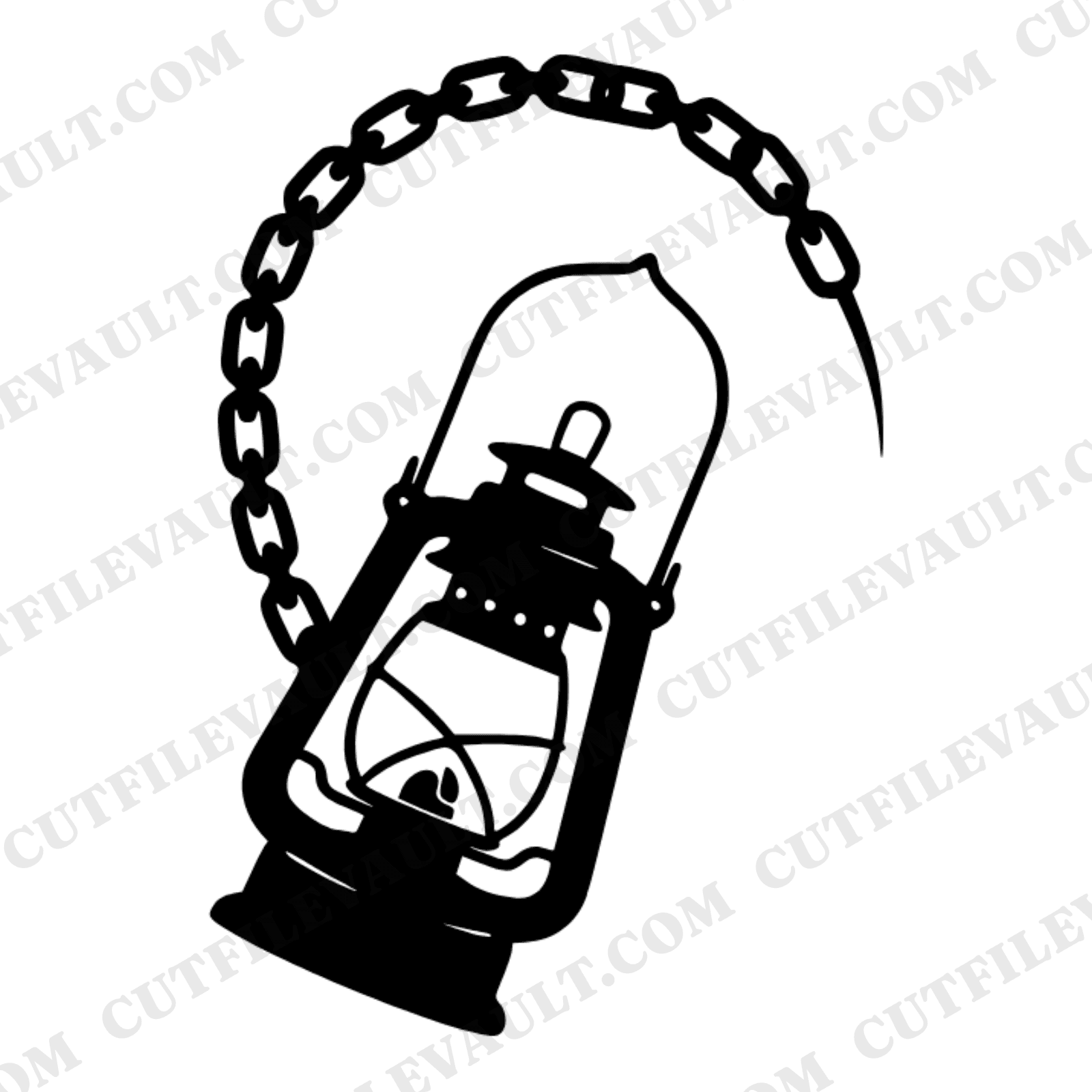 Vintage Lantern Swinging on Chain SVG PNG Halloween Silhouette Cut File Boho Folk Art Design — view 1