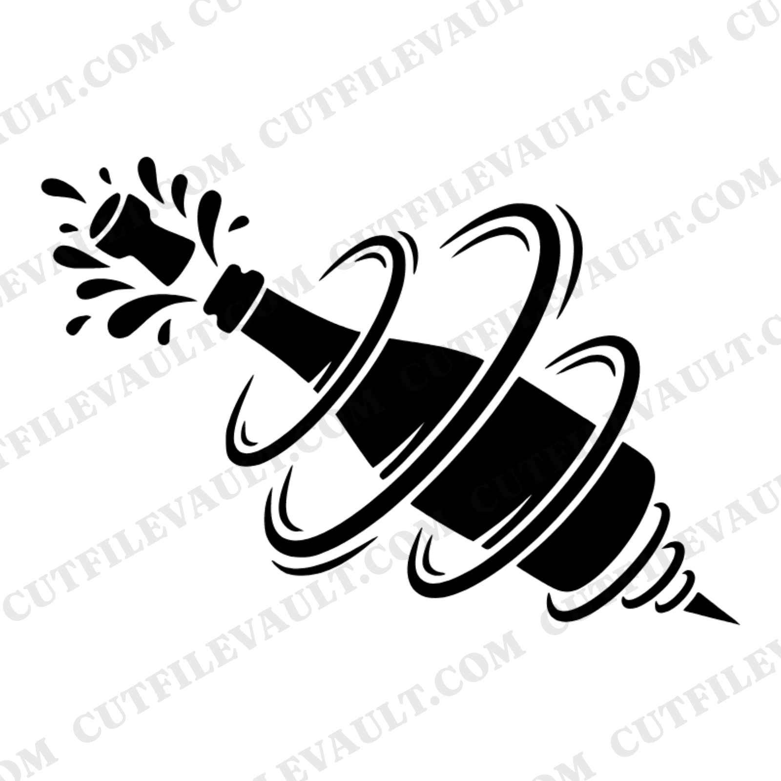Champagne Baton Toss SVG PNG New Year's Eve Party Decor Retro 70s Wave Celebration Cut File — view 1