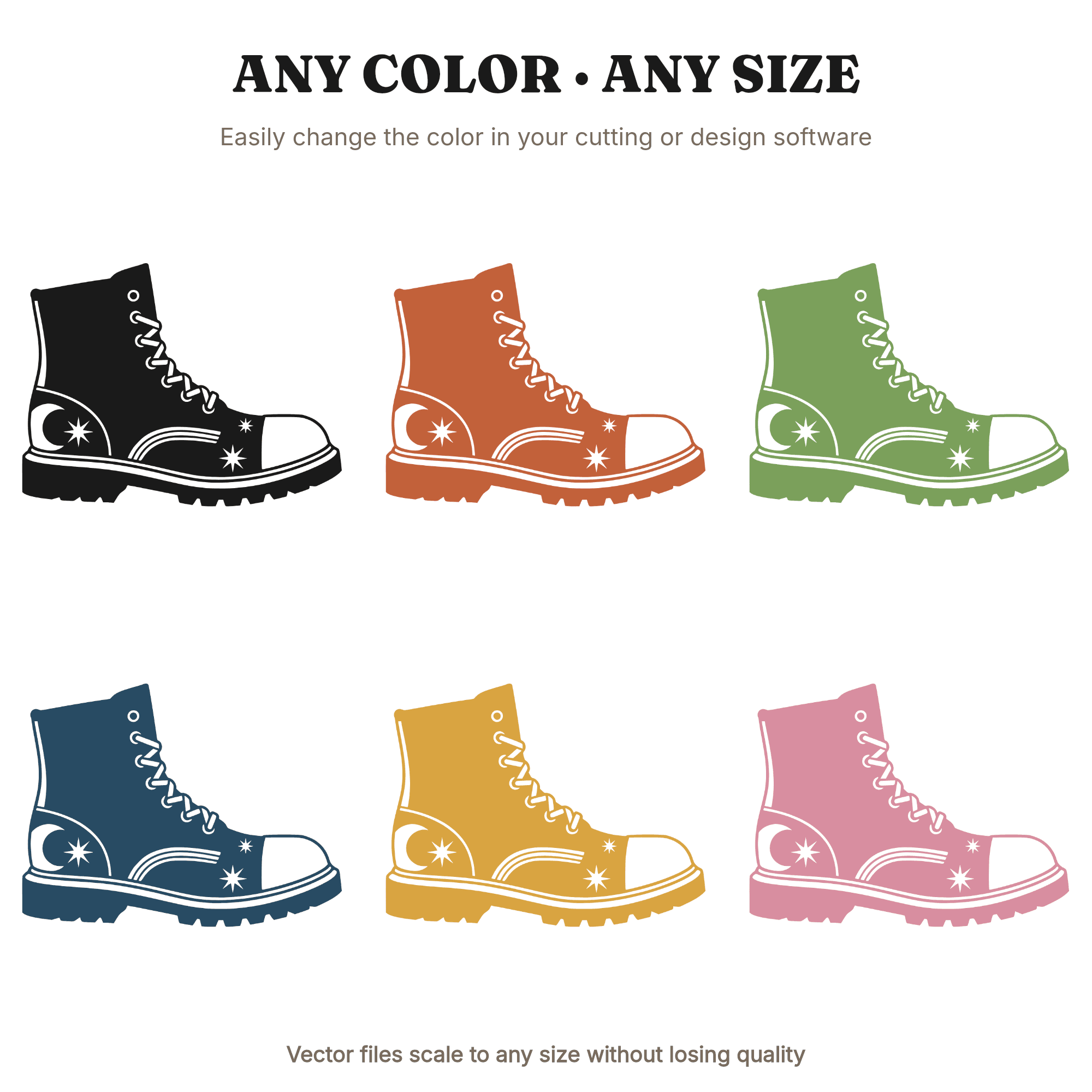 Celestial Steel Toe Work Boot SVG PNG, Mystical Lightning Lace Boot Silhouette Cut File — view 2
