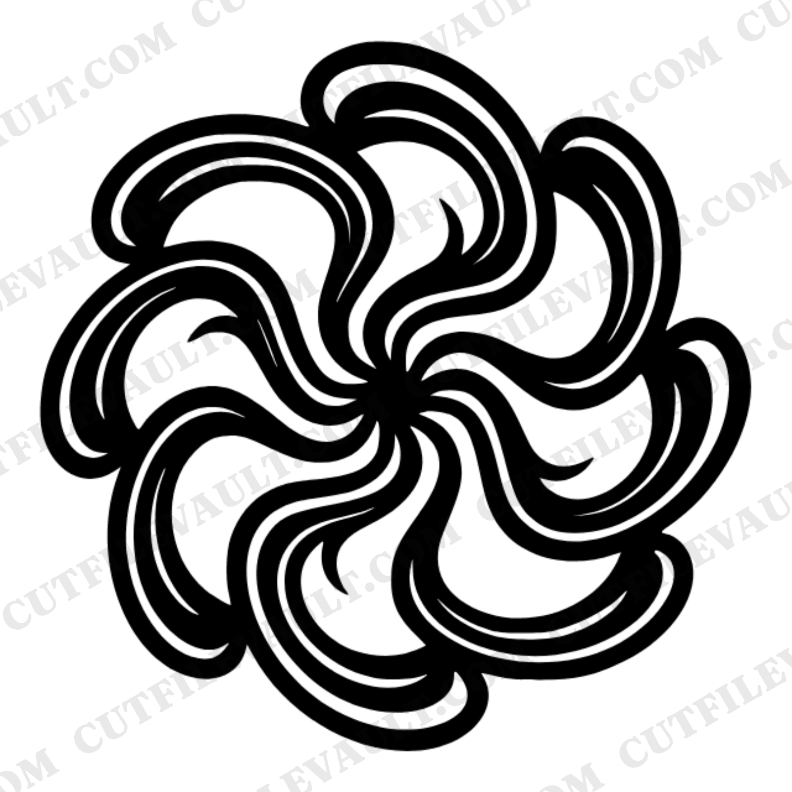 Art Nouveau Pencil Shavings Spiral SVG PNG, Boho Back to School Cut File, Organic Whorl Design — view 1