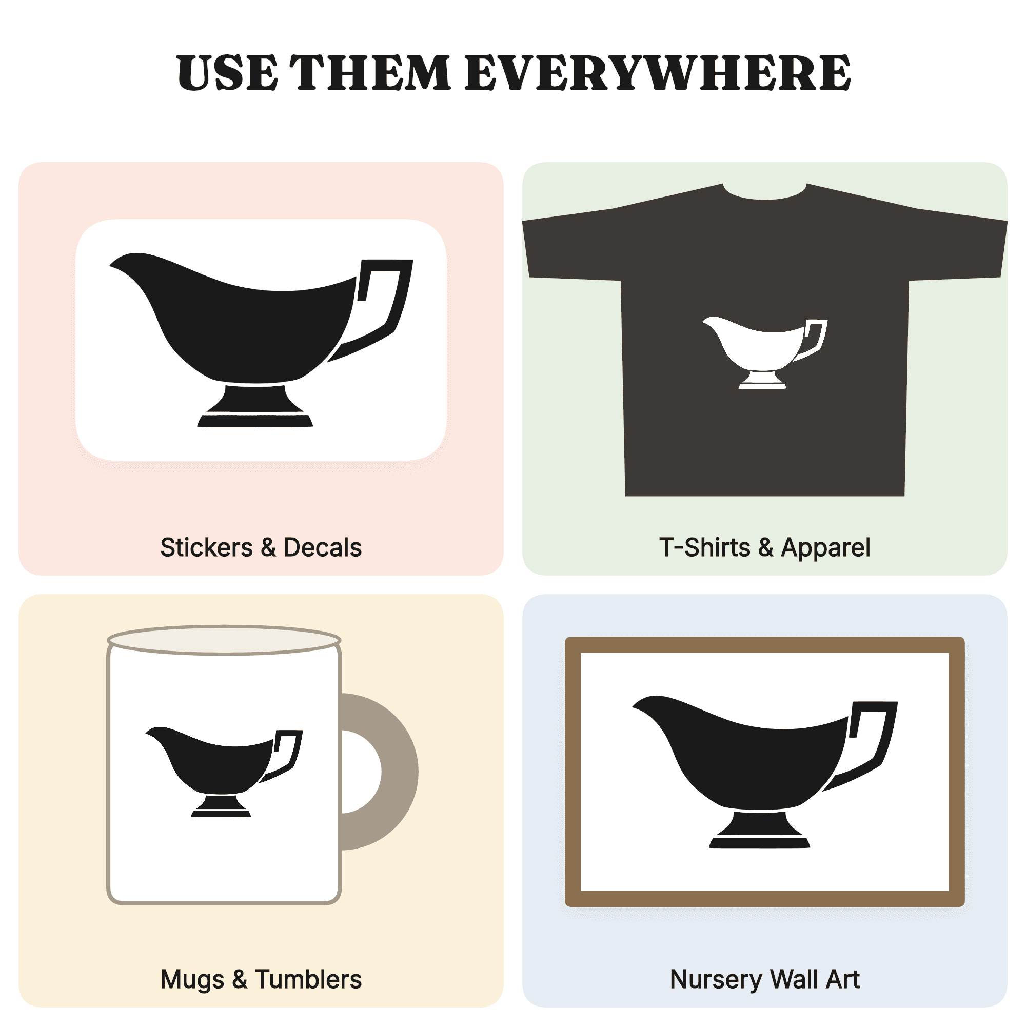 Art Deco Gravy Boat SVG PNG, Thanksgiving Dining Silhouette, Scandinavian Line Art Cut File — view 3