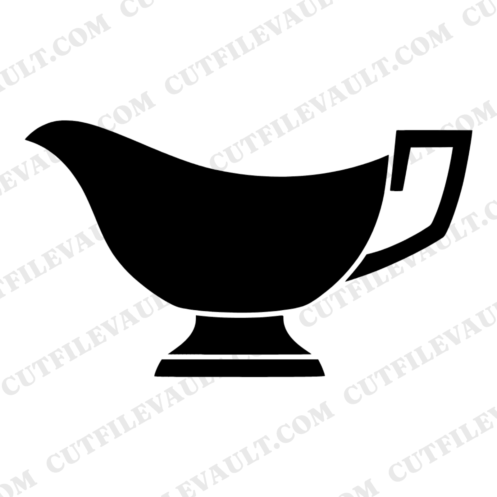 Art Deco Gravy Boat SVG PNG, Thanksgiving Dining Silhouette, Scandinavian Line Art Cut File — view 1