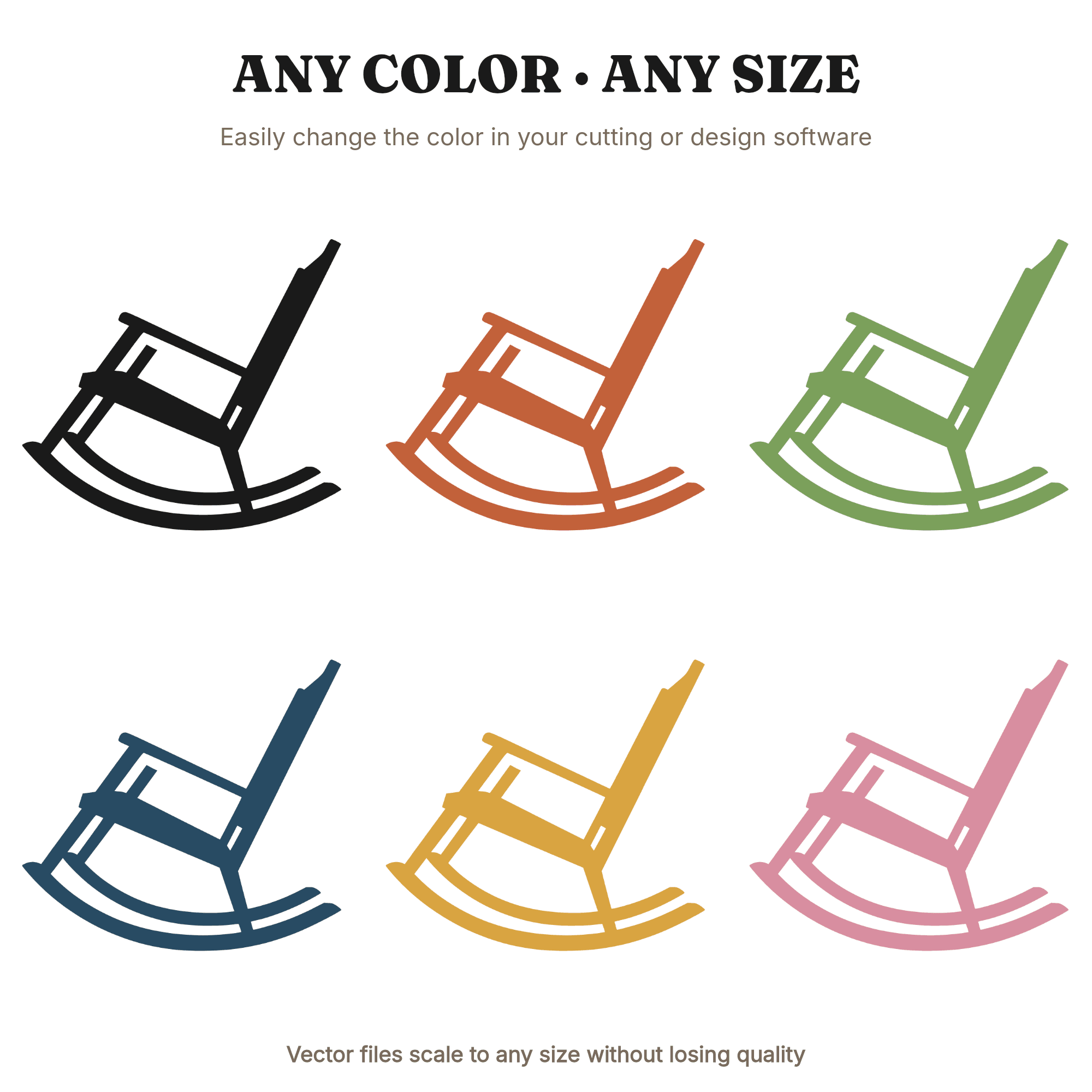 Celestial Grandparents Day Rocking Chair SVG PNG, Vintage Art Deco Rocker Silhouette Cut File — view 2
