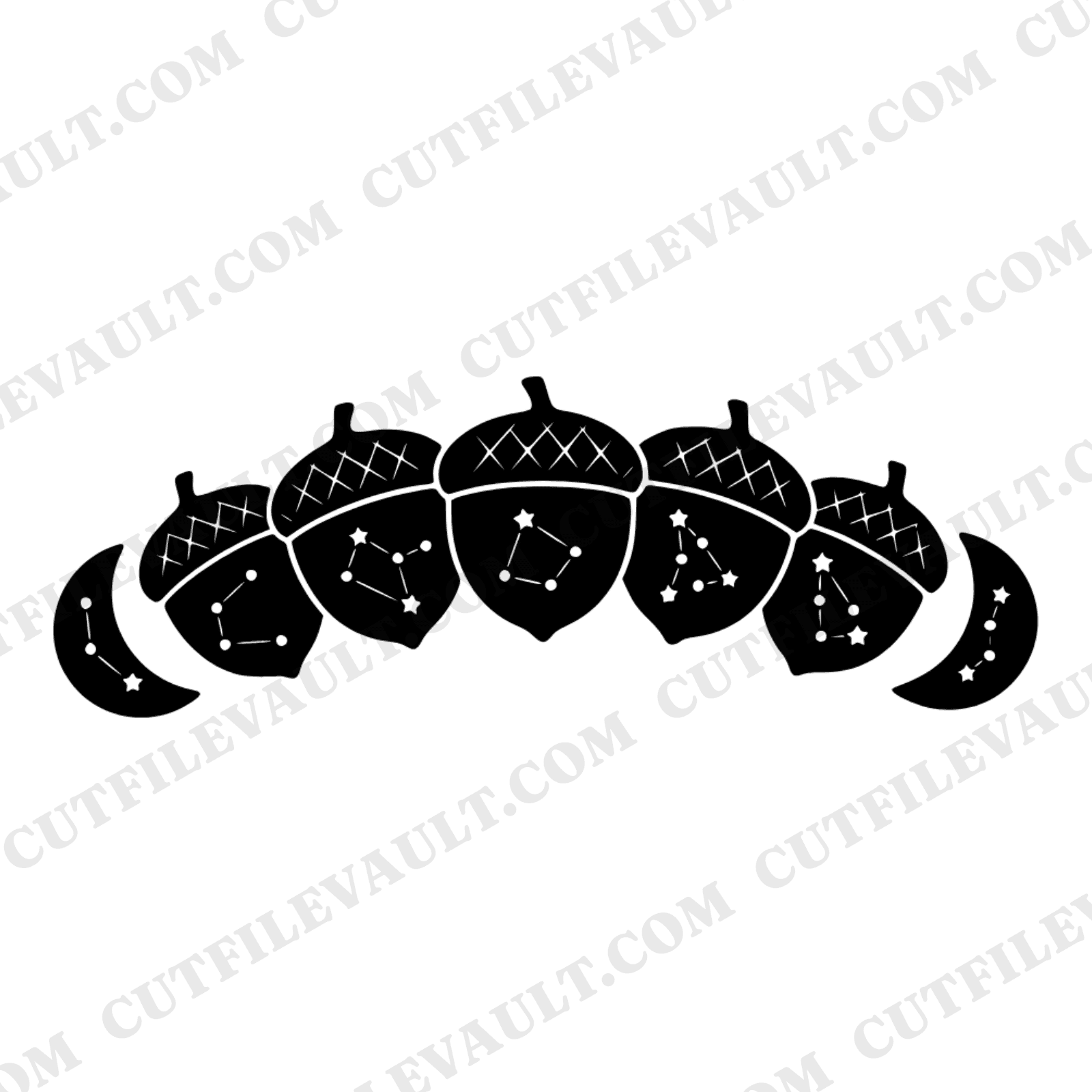 Fall Equinox Acorn Moon Phase SVG PNG, Celestial Autumn Arc Cut File, Mystical Harvest Design — view 1