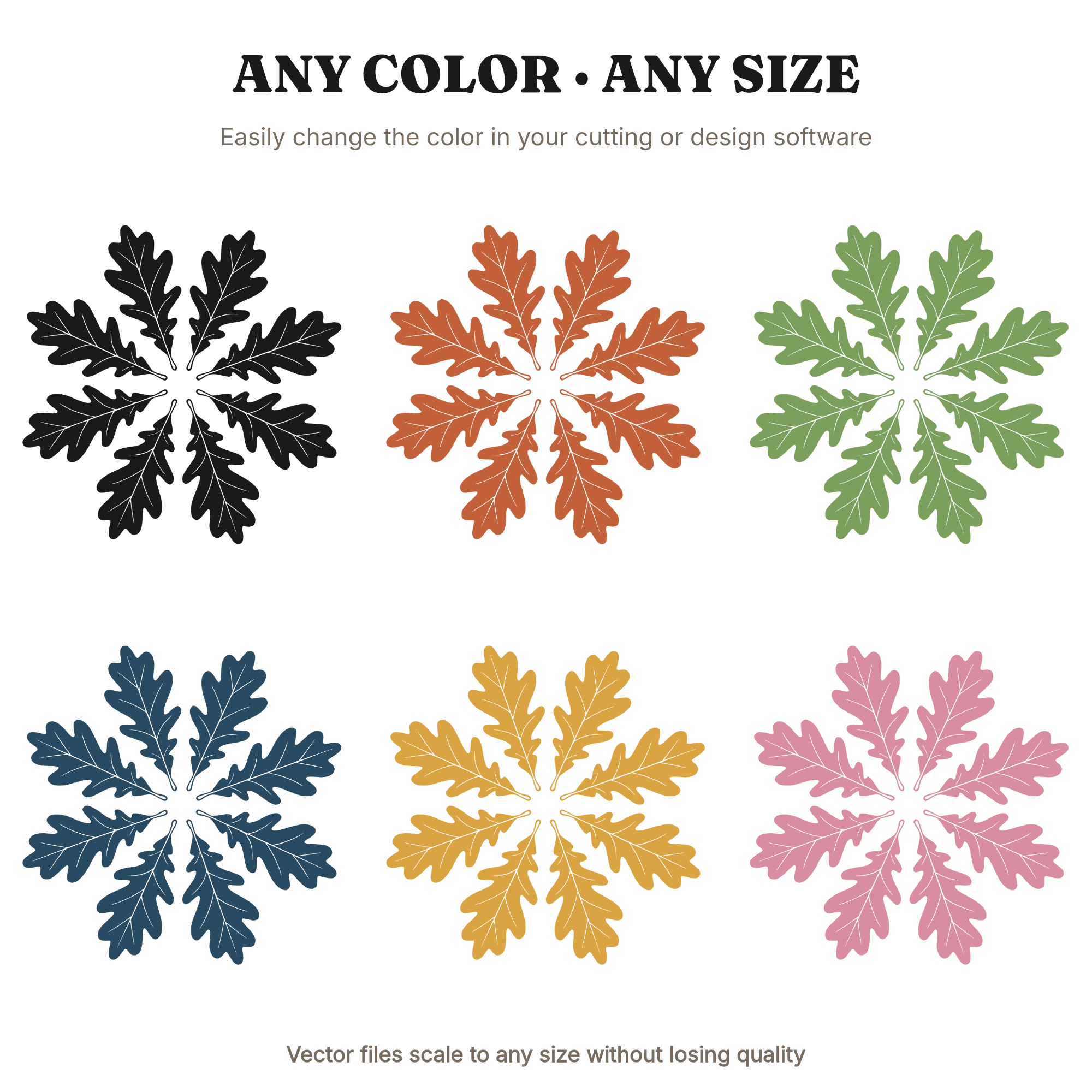 Autumn Equinox Mandala SVG PNG, Oak Leaf Pinwheel Cut File, Fall Botanical Design, September 22 — view 2