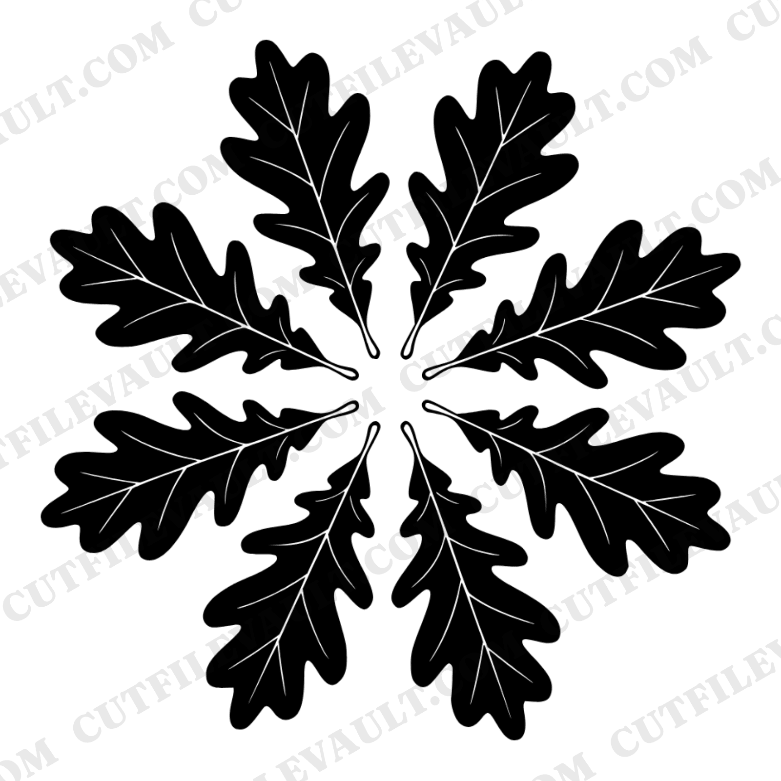 Autumn Equinox Mandala SVG PNG, Oak Leaf Pinwheel Cut File, Fall Botanical Design, September 22 — view 1
