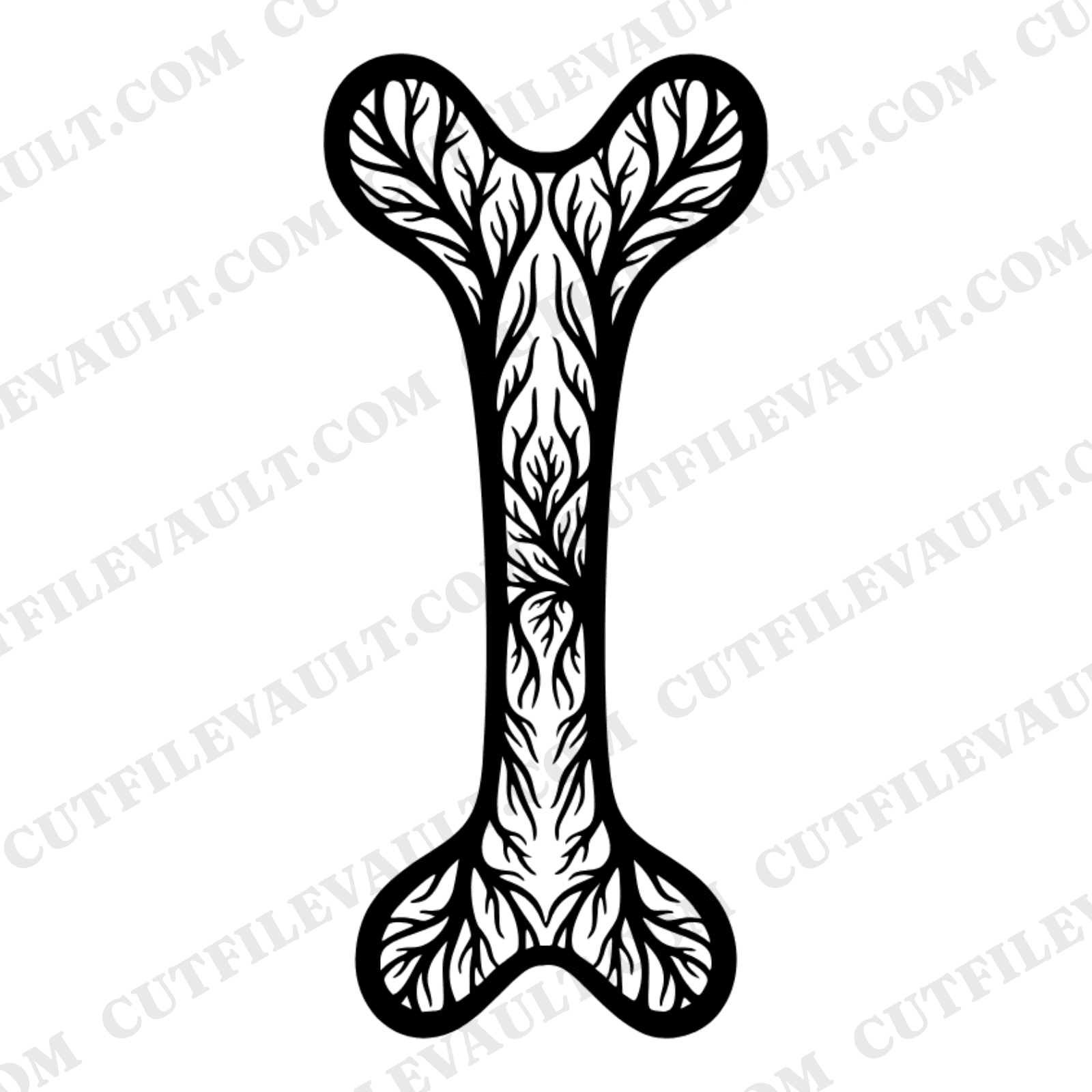 Celestial Wishbone SVG PNG, Mystical Thanksgiving Cut File, Leaf Vein Ornate Silhouette Design — view 1
