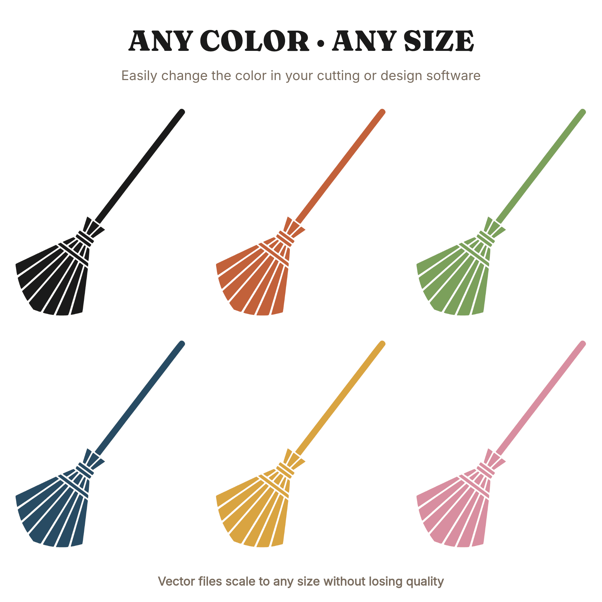 Scandinavian Witch Broom SVG PNG Halloween Silhouette Art Deco Geometric Cut File Minimalist Design — view 2