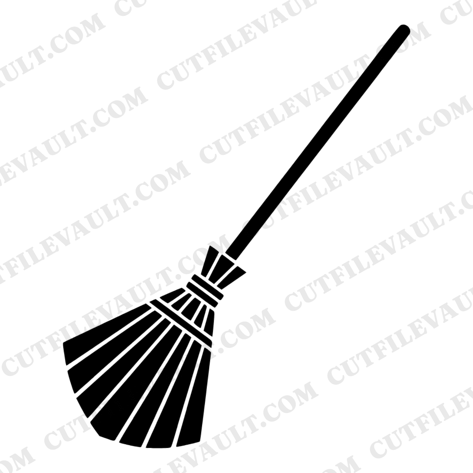 Scandinavian Witch Broom SVG PNG Halloween Silhouette Art Deco Geometric Cut File Minimalist Design — view 1