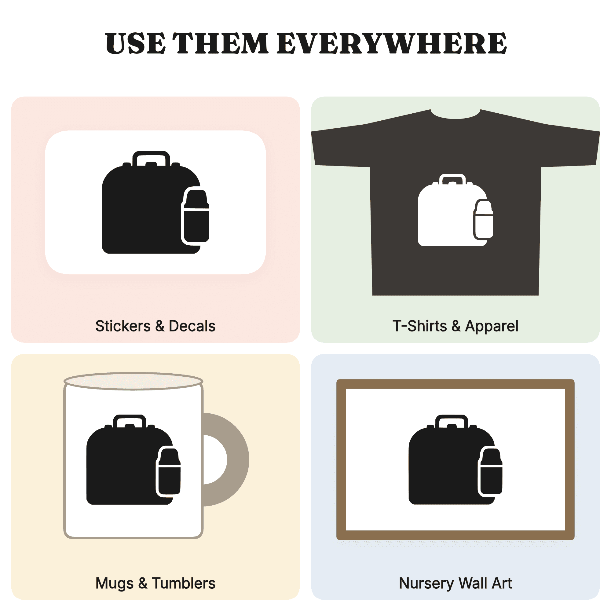 Retro Lunchbox Thermos SVG PNG, Vintage 1950s Blob Abstract Back to School Cut File — view 3