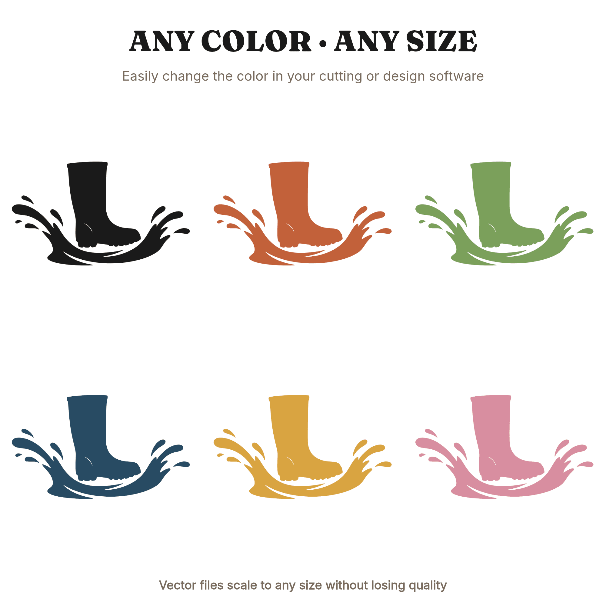 First Day of Fall Rain Boot Splash SVG PNG, Autumn Puddle Stomp Cut File, Scandinavian Line Art — view 2