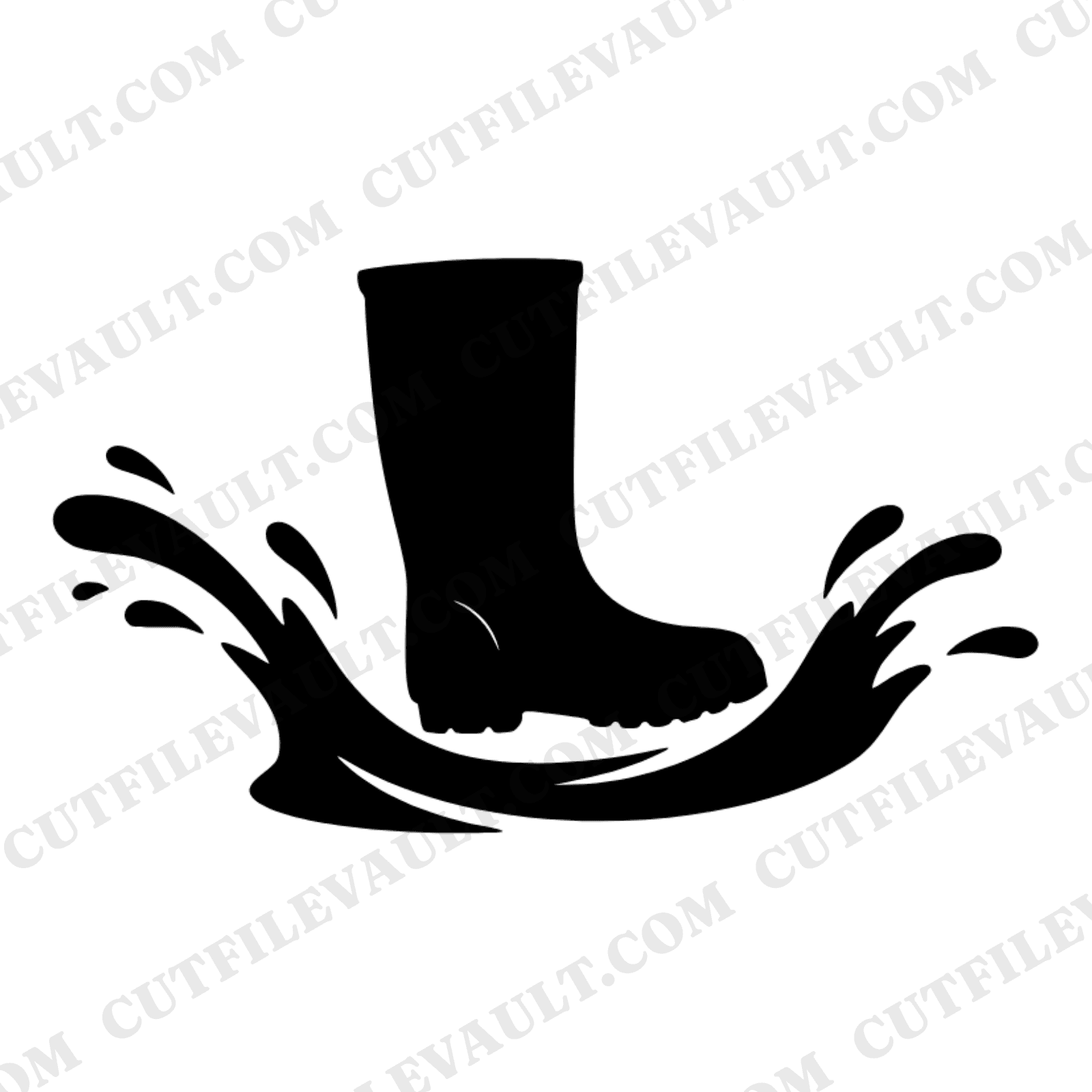 First Day of Fall Rain Boot Splash SVG PNG, Autumn Puddle Stomp Cut File, Scandinavian Line Art — view 1