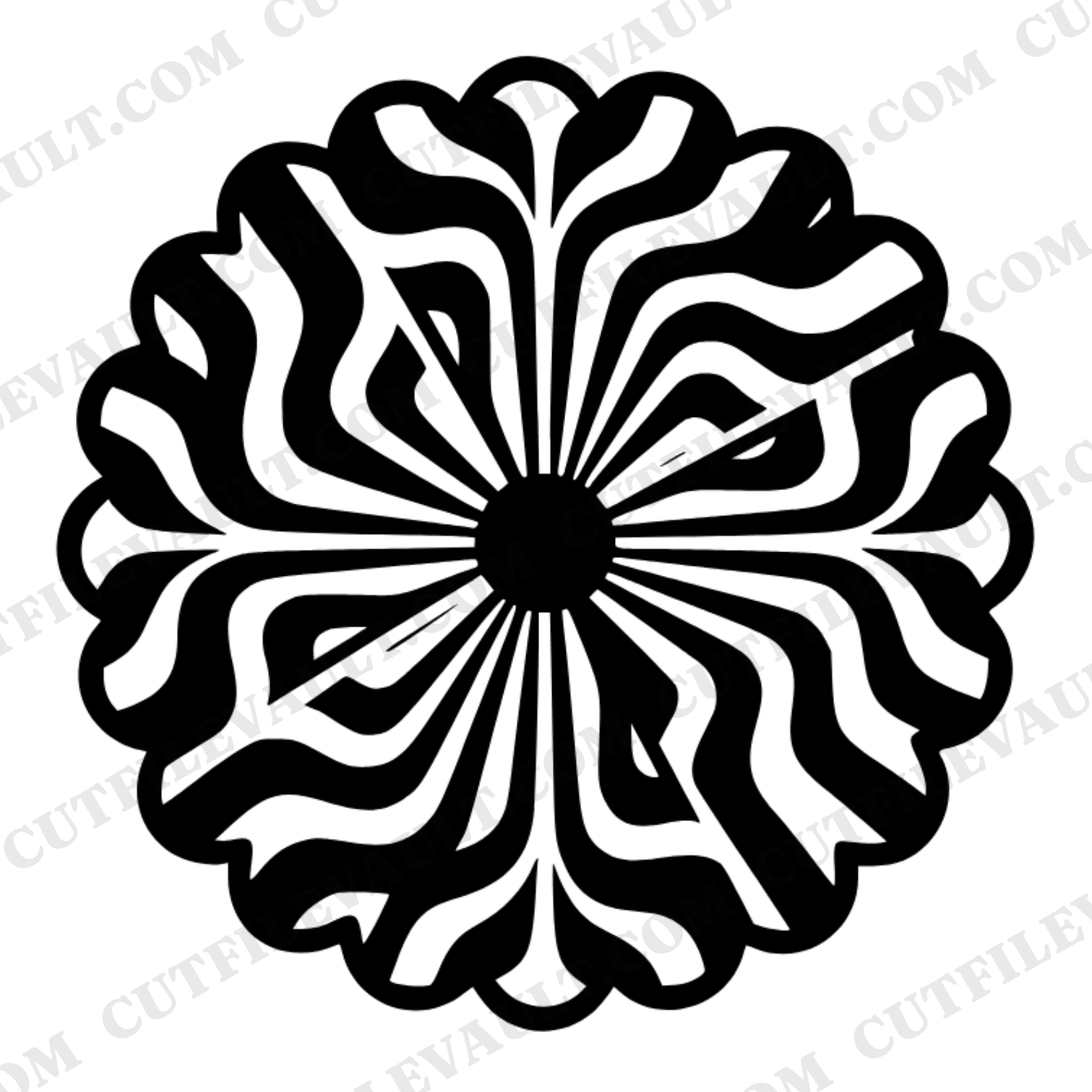 Groovy Waffle Cone Wrapper SVG PNG Retro 1970s Sunshine Burst Ice Cream Cone Silhouette Cut File — view 1