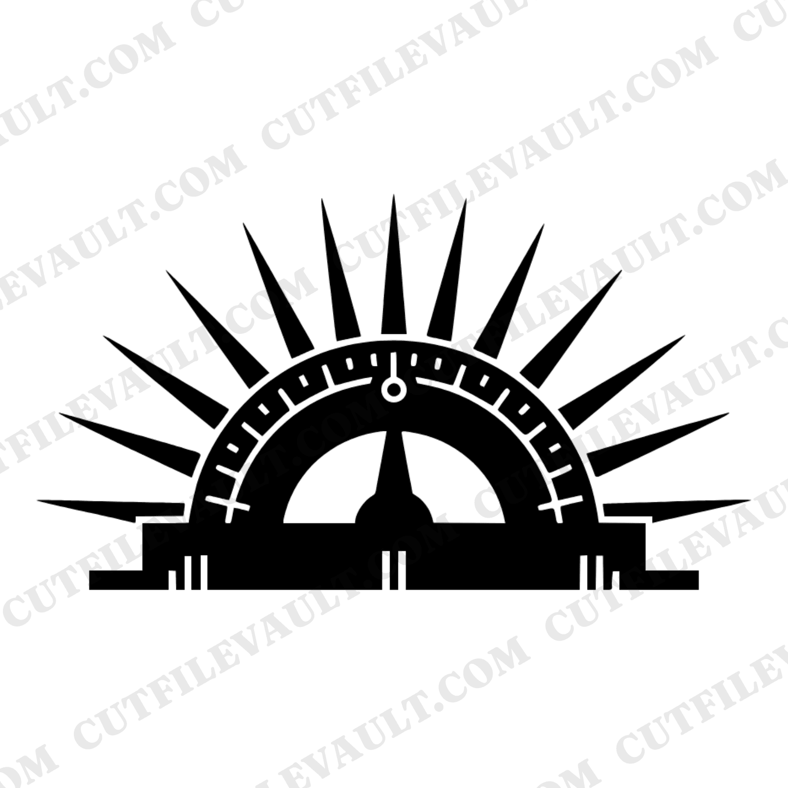 Art Deco Protractor SVG PNG, Sunburst Back to School Cut File, Geometric Teacher Clipart — view 1