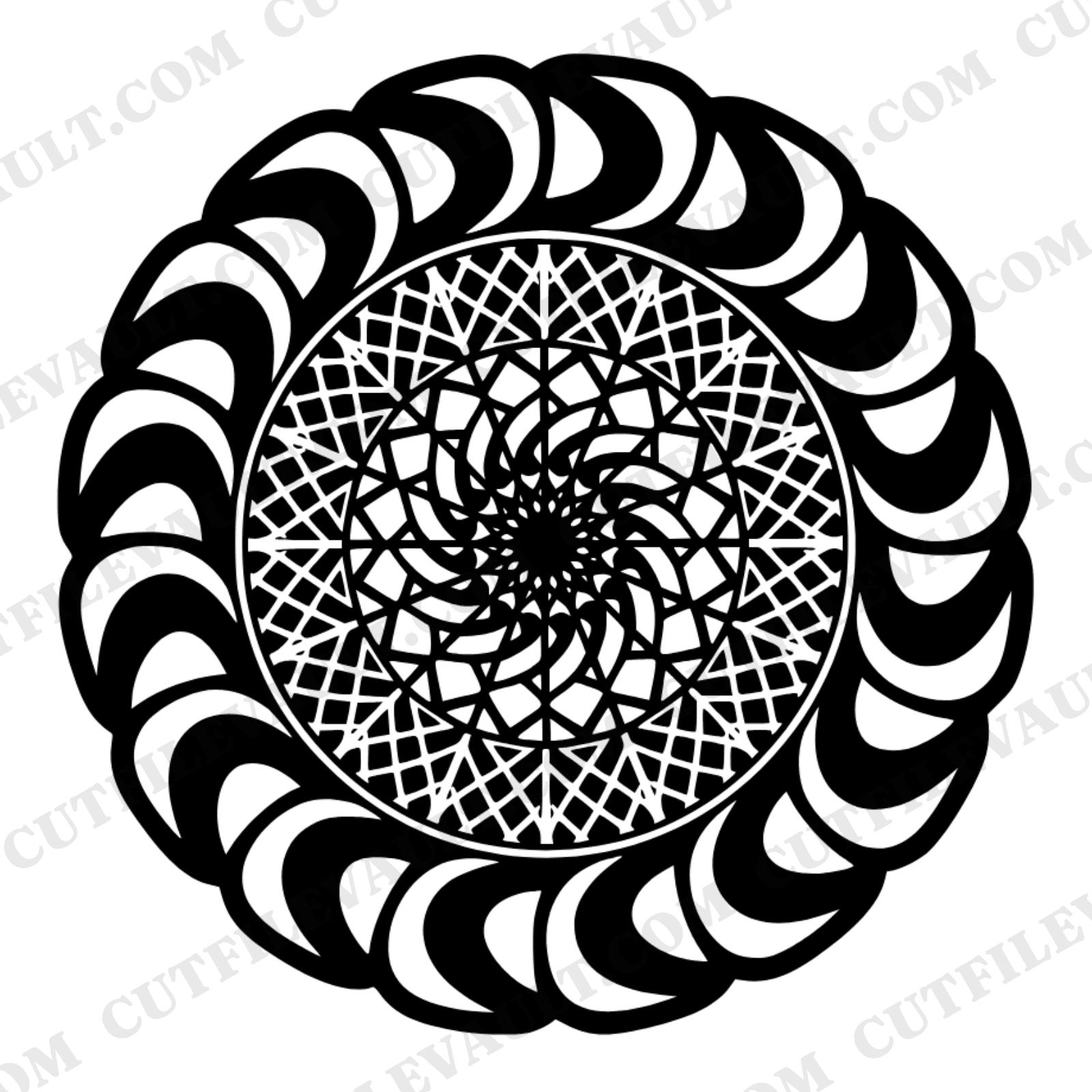 Waffle Cone Mandala SVG PNG Retro 70s Ice Cream Day Cut File Groovy Summer Geometric Design — view 1