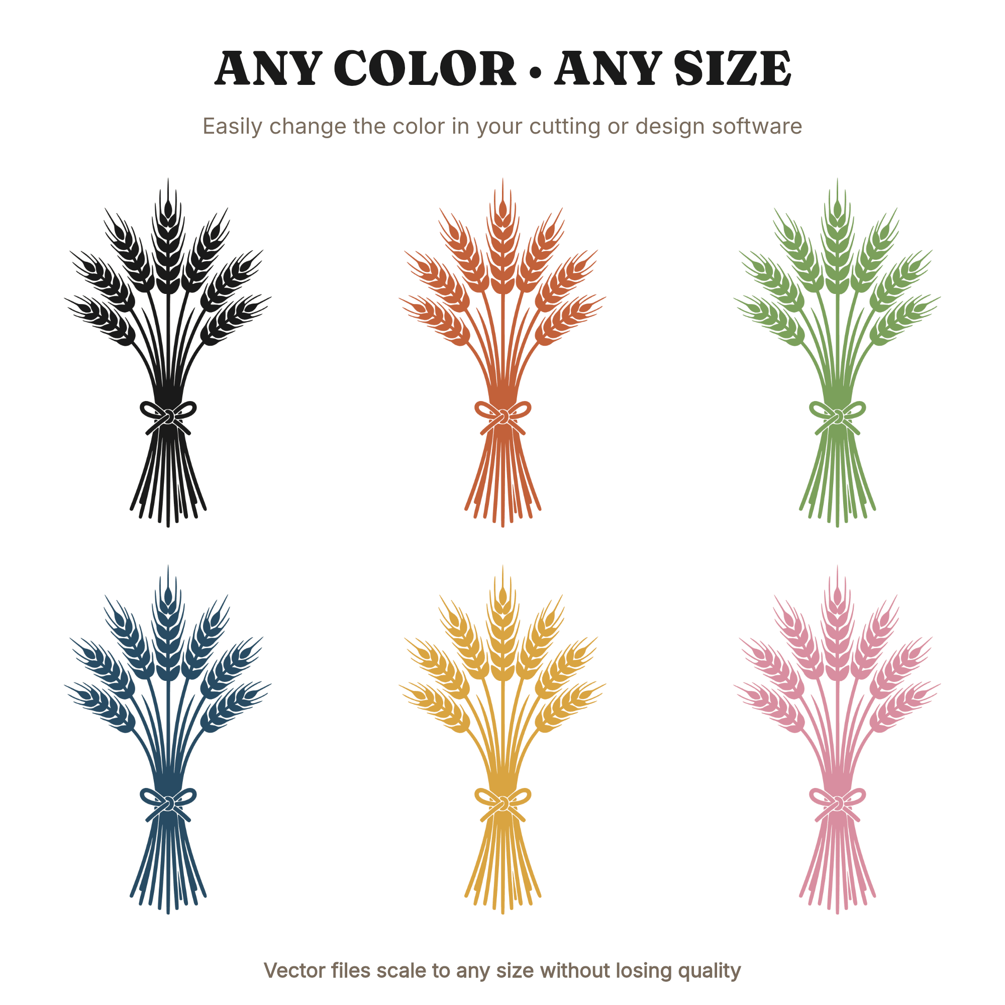 Nordic Wheat Sheaf SVG PNG, Thanksgiving Harvest Bundle Silhouette, Farmhouse Cottagecore Cut File — view 2