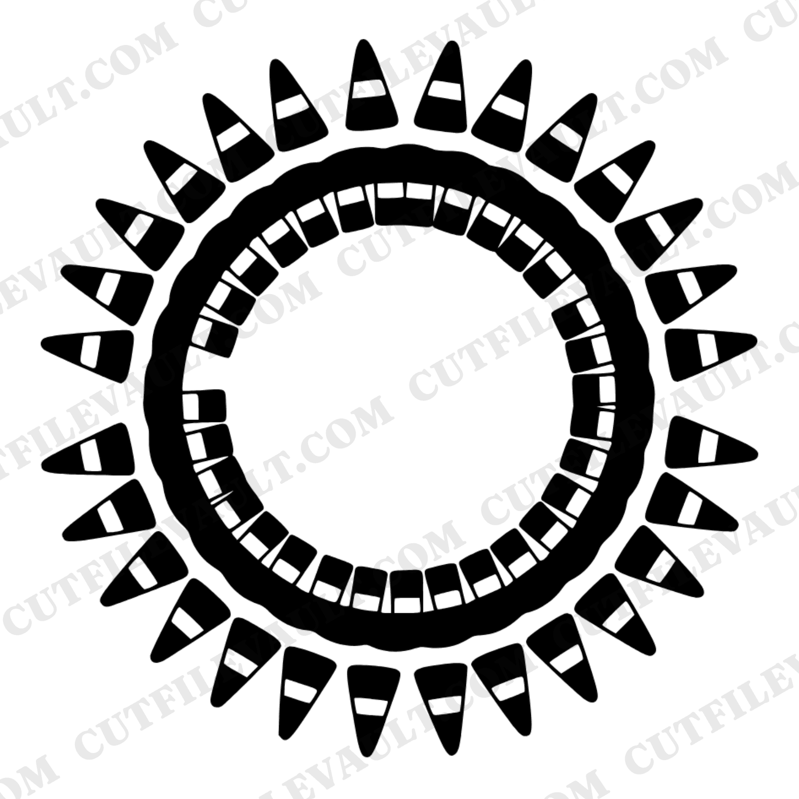Groovy Candy Corn Mandala SVG PNG, Retro 70s Halloween Circle Ring Cut File, Vintage Geometric Design — view 1