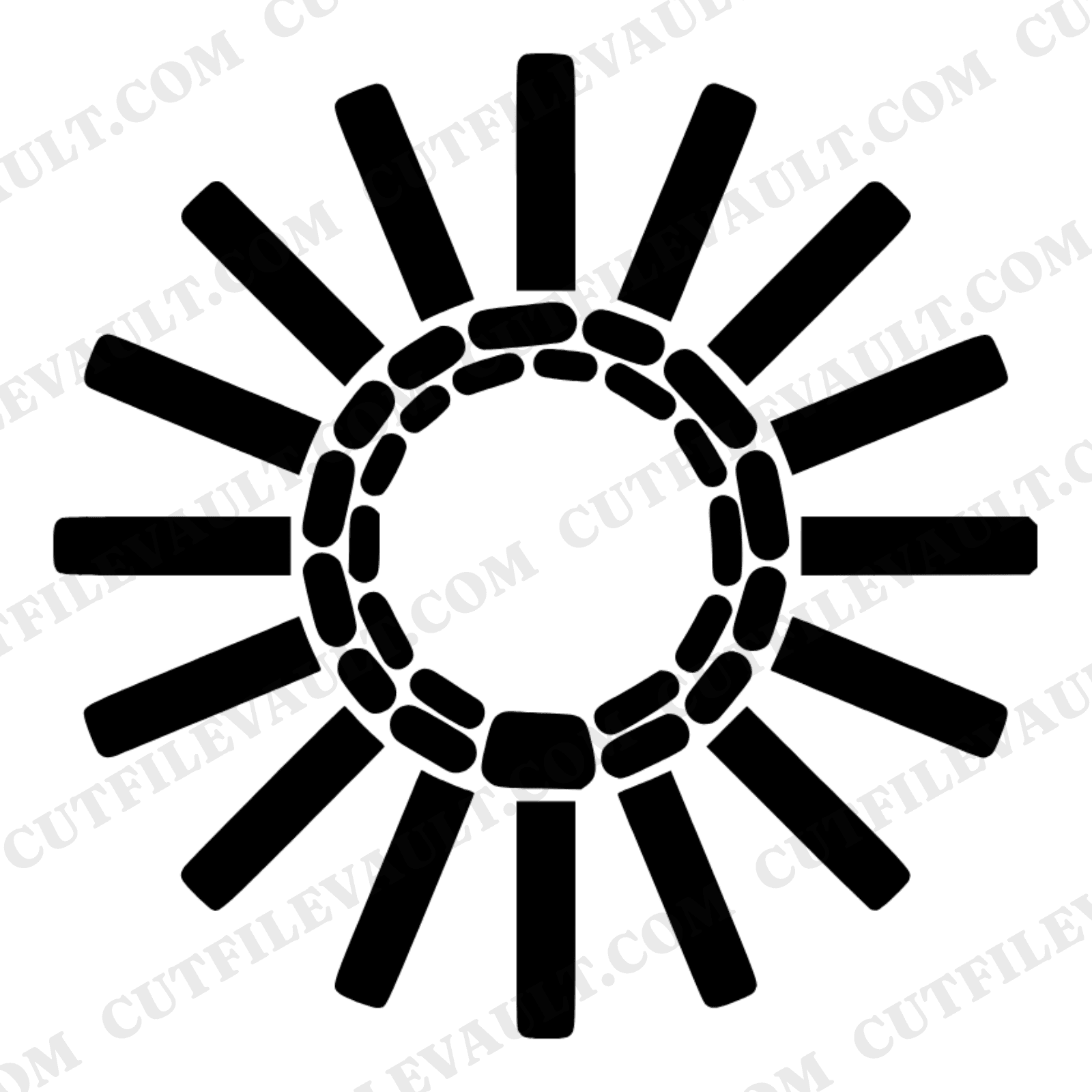 Campfire Ring SVG PNG Overhead View Logs Radiating Circle Cut File Modern Brutalist Design S'mores — view 1