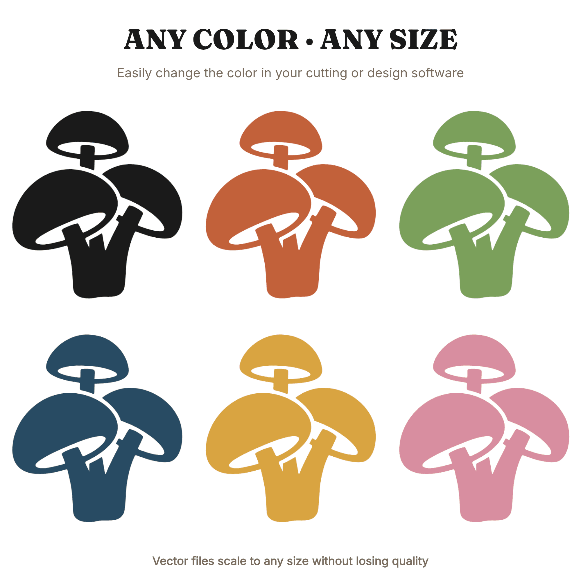 Stacked Mushroom SVG PNG, Mid-Century Woodland Silhouette, Autumn Foraging Cut File, Retro Nature — view 2
