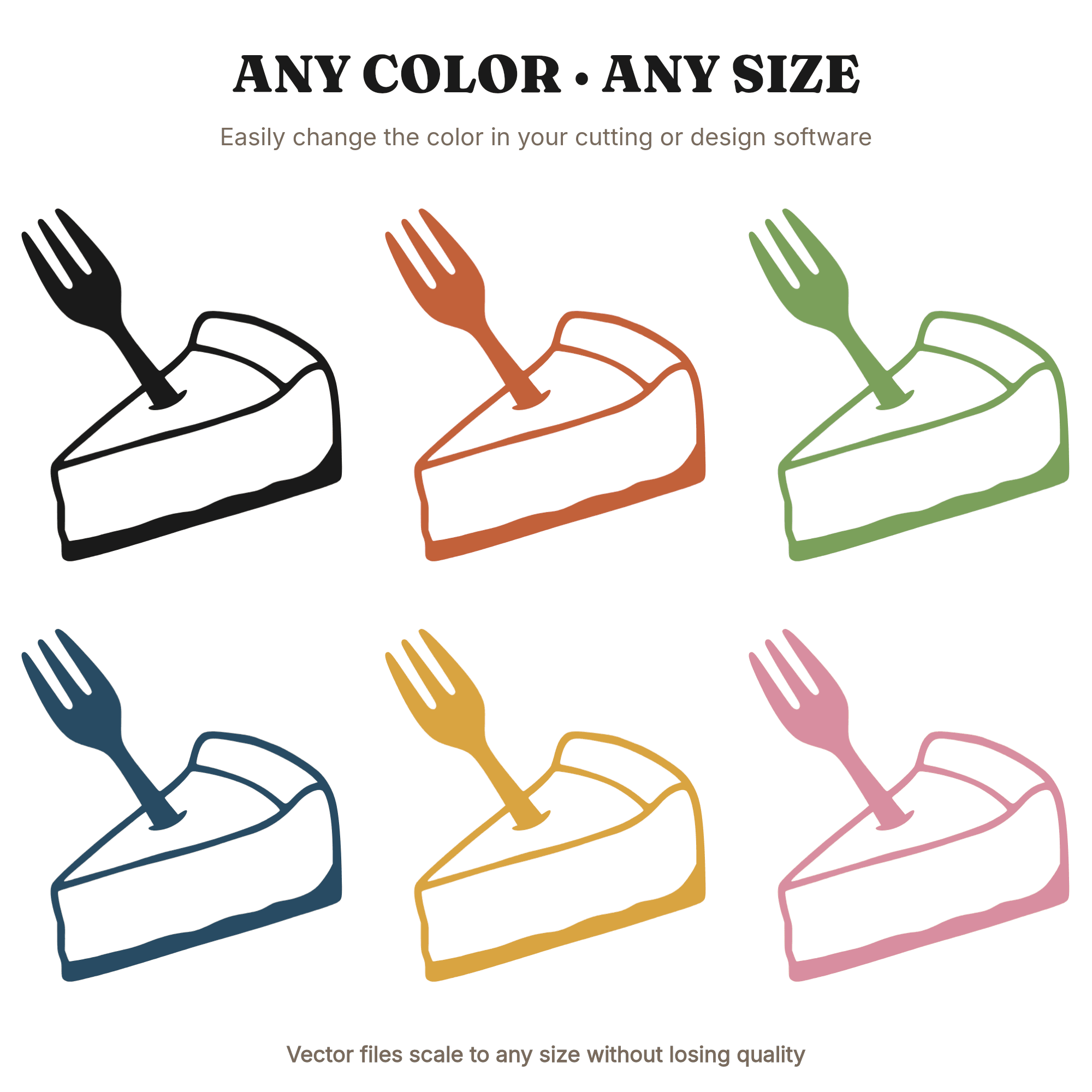 Cheesecake Slice Fork SVG PNG, Tattoo Style Bakery Cut File, National Cheesecake Day Decor Design — view 2