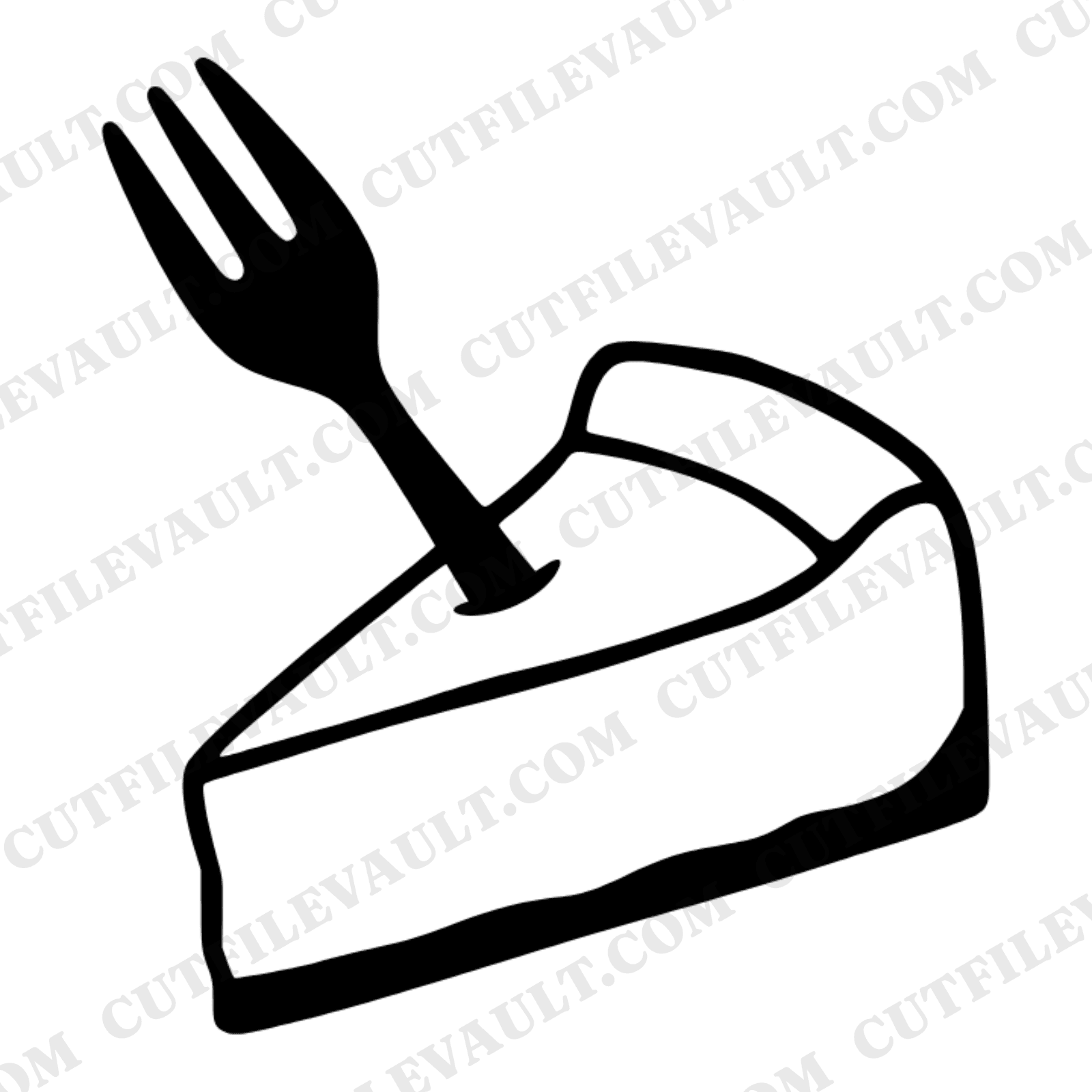 Cheesecake Slice Fork SVG PNG, Tattoo Style Bakery Cut File, National Cheesecake Day Decor Design — view 1