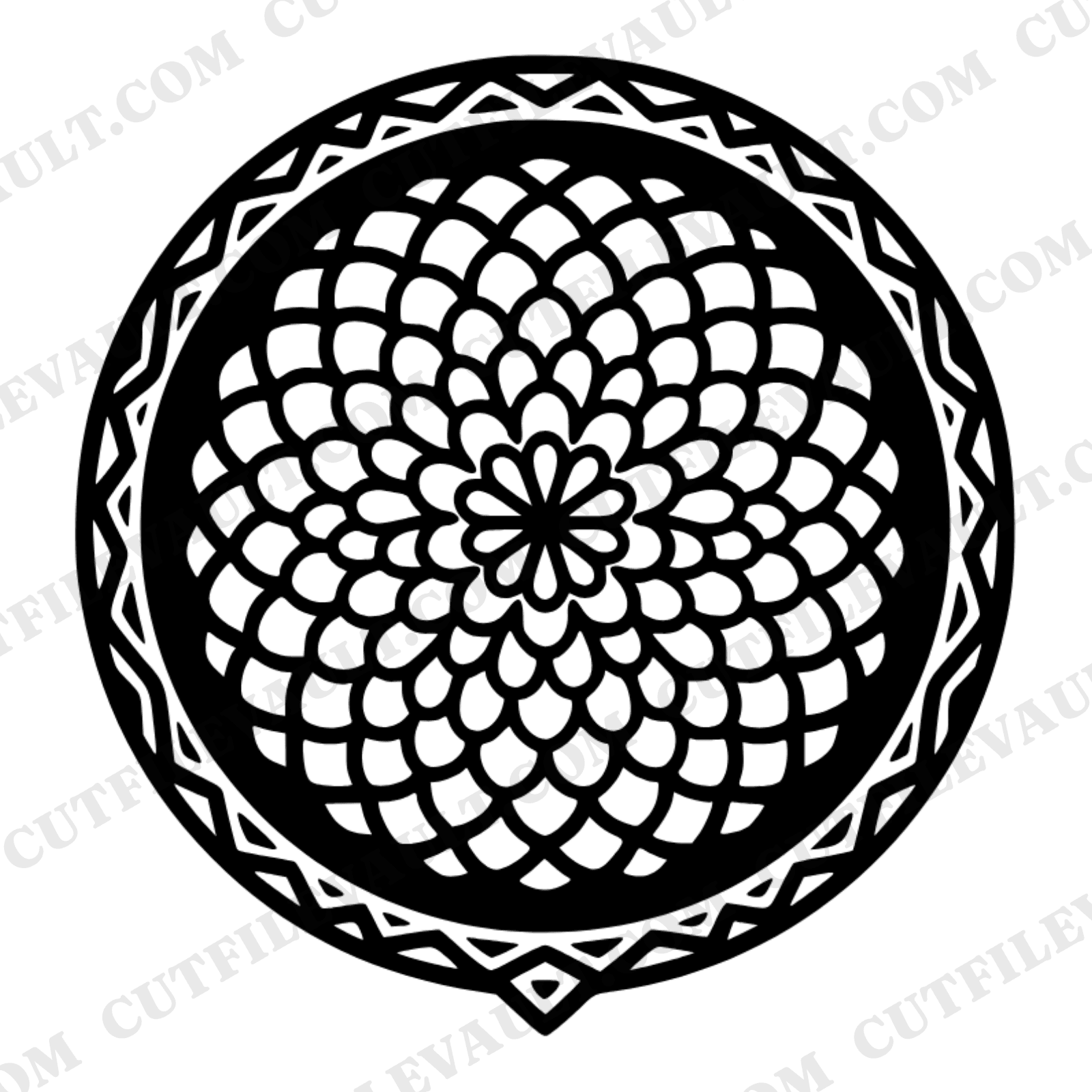 Autumn Acorn Cap Bowl SVG PNG Celestial Mandala Cut File Fall Equinox Tattoo Flash Design — view 1