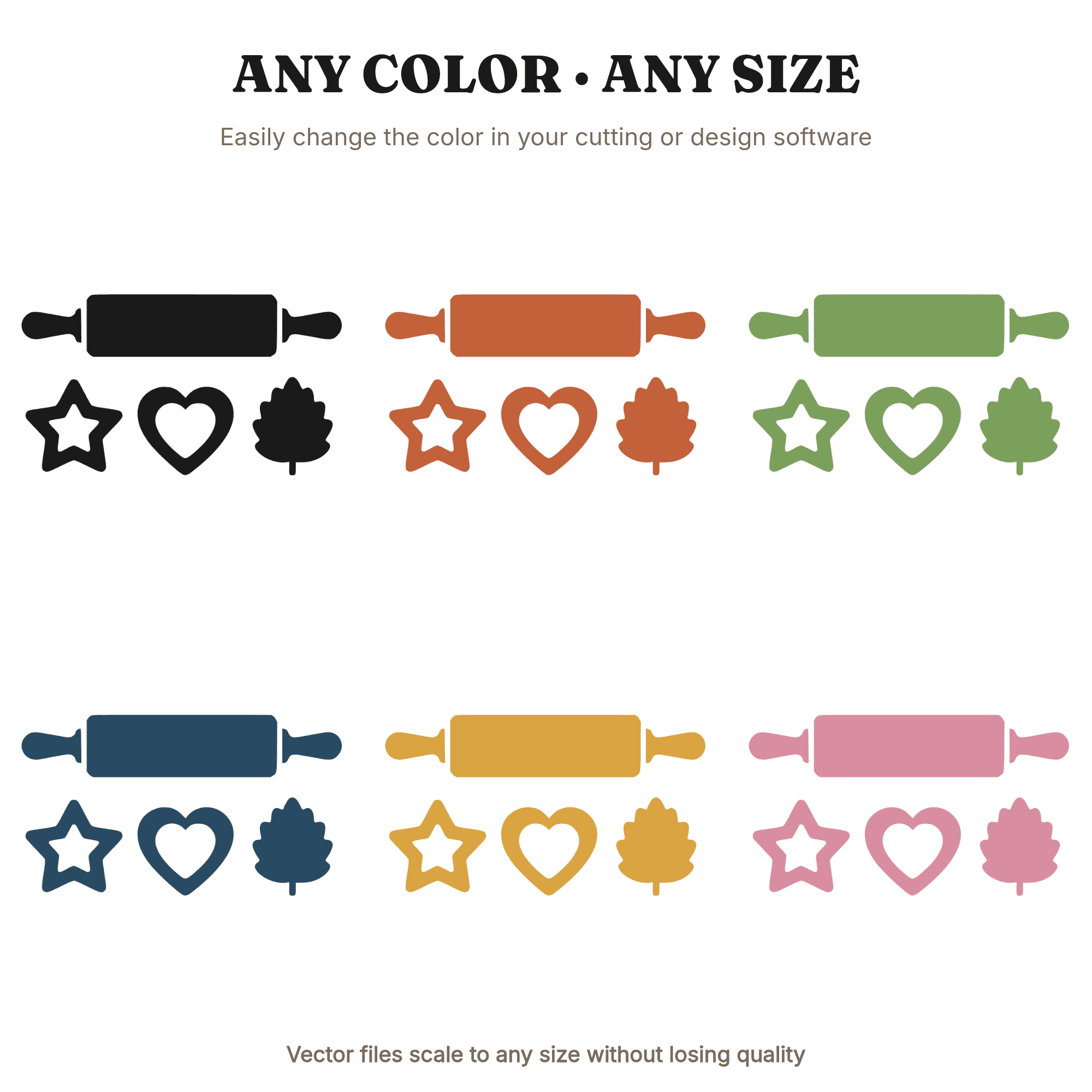 Rolling Pin SVG PNG Pie Dough Cutout Thanksgiving Baking Cut File Modern Kitchen Decor Design — view 2