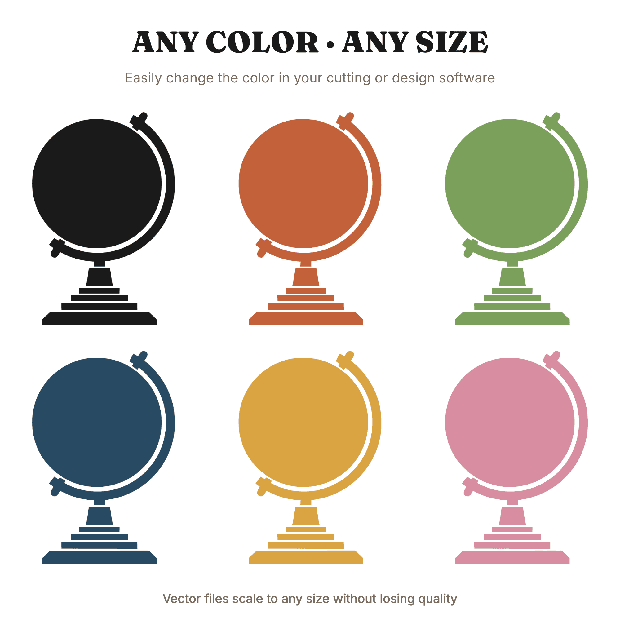 Vintage Desktop Globe SVG PNG, Art Deco Stand Silhouette, Back to School Cut File, Teacher Gift — view 2