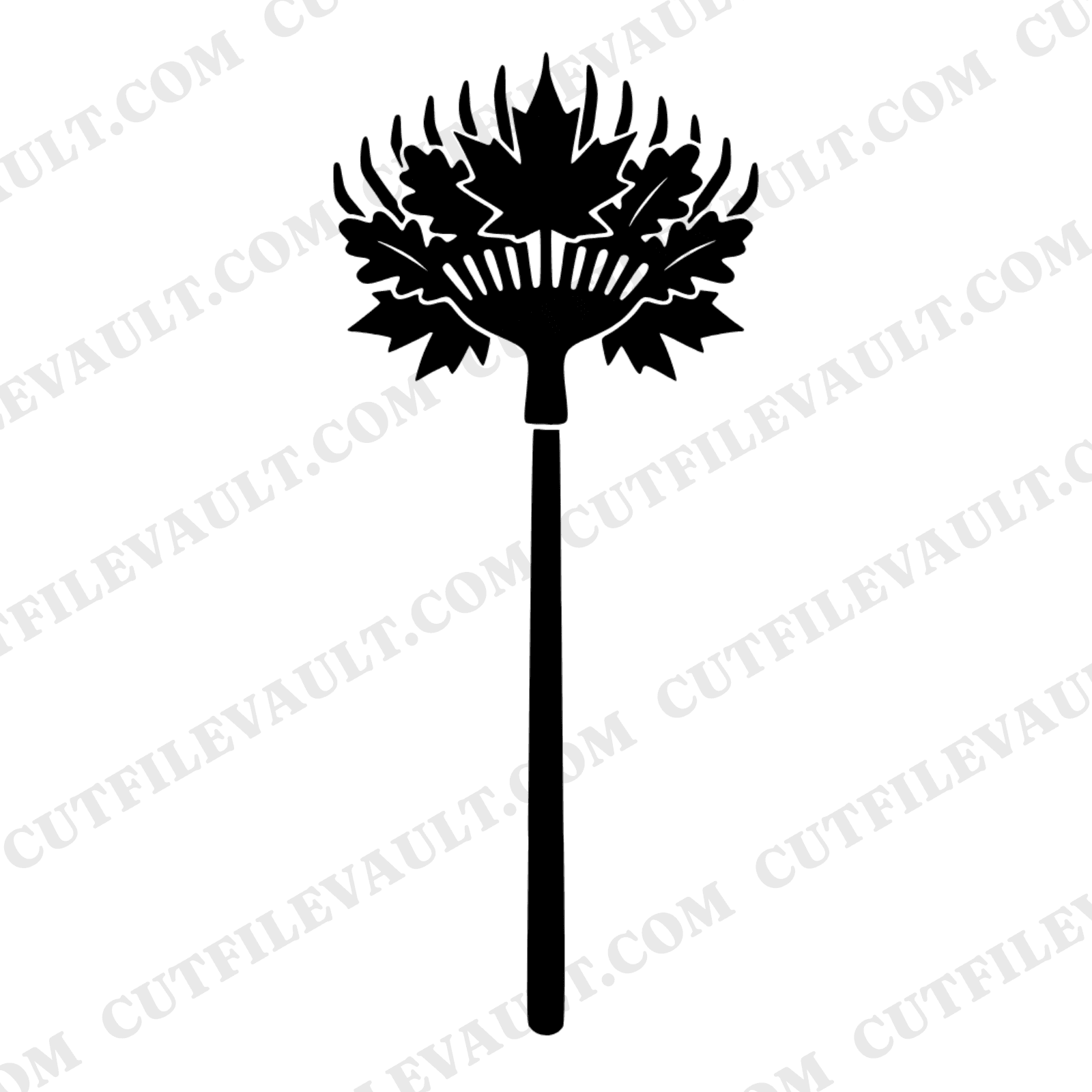 Autumn Garden Rake SVG PNG, Fall Leaves Silhouette Cut File, Cottagecore Seasonal Decor Design — view 1