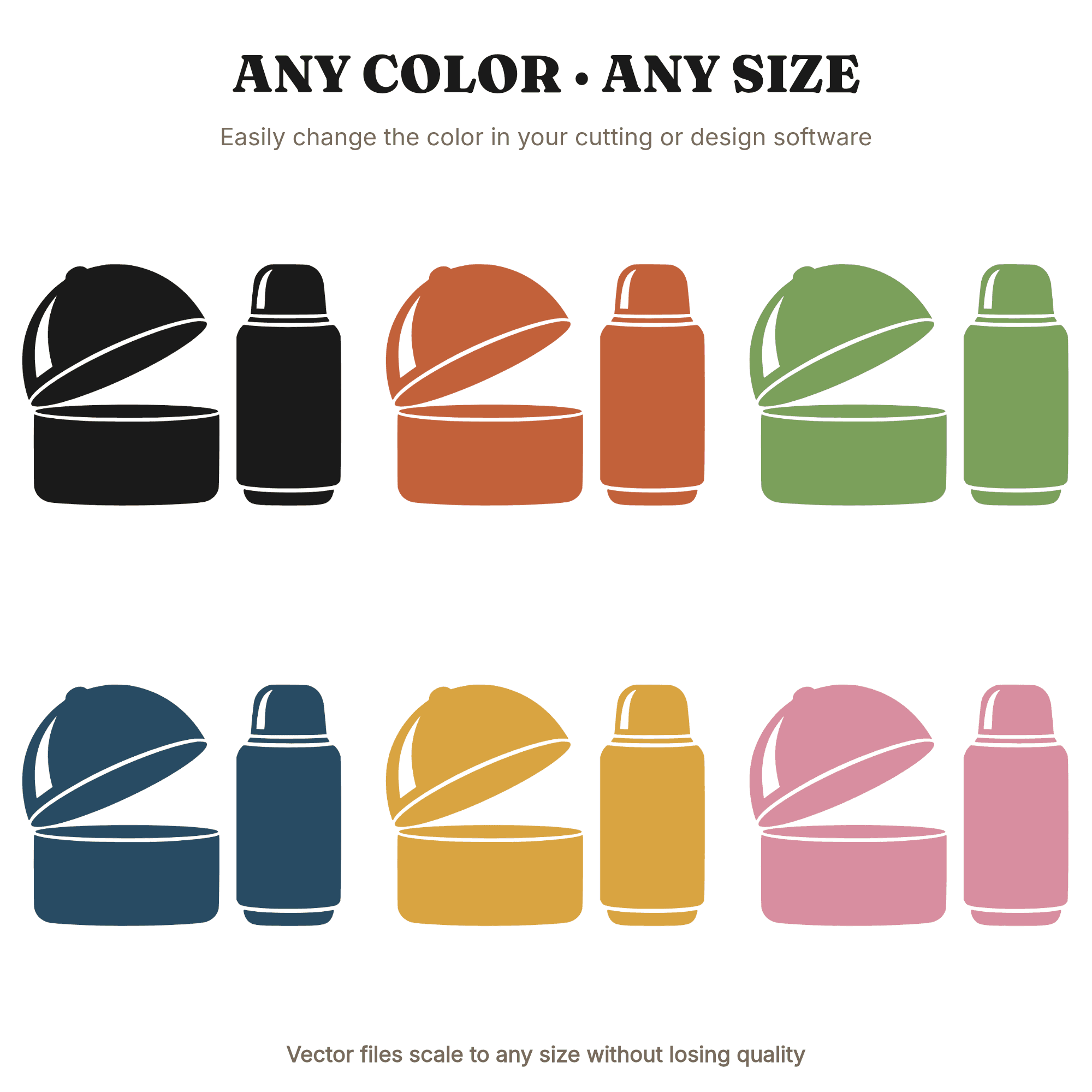 Retro Lunch Box SVG PNG, Vintage Thermos Silhouette, Art Deco School Clipart, Nostalgic Cut File — view 2