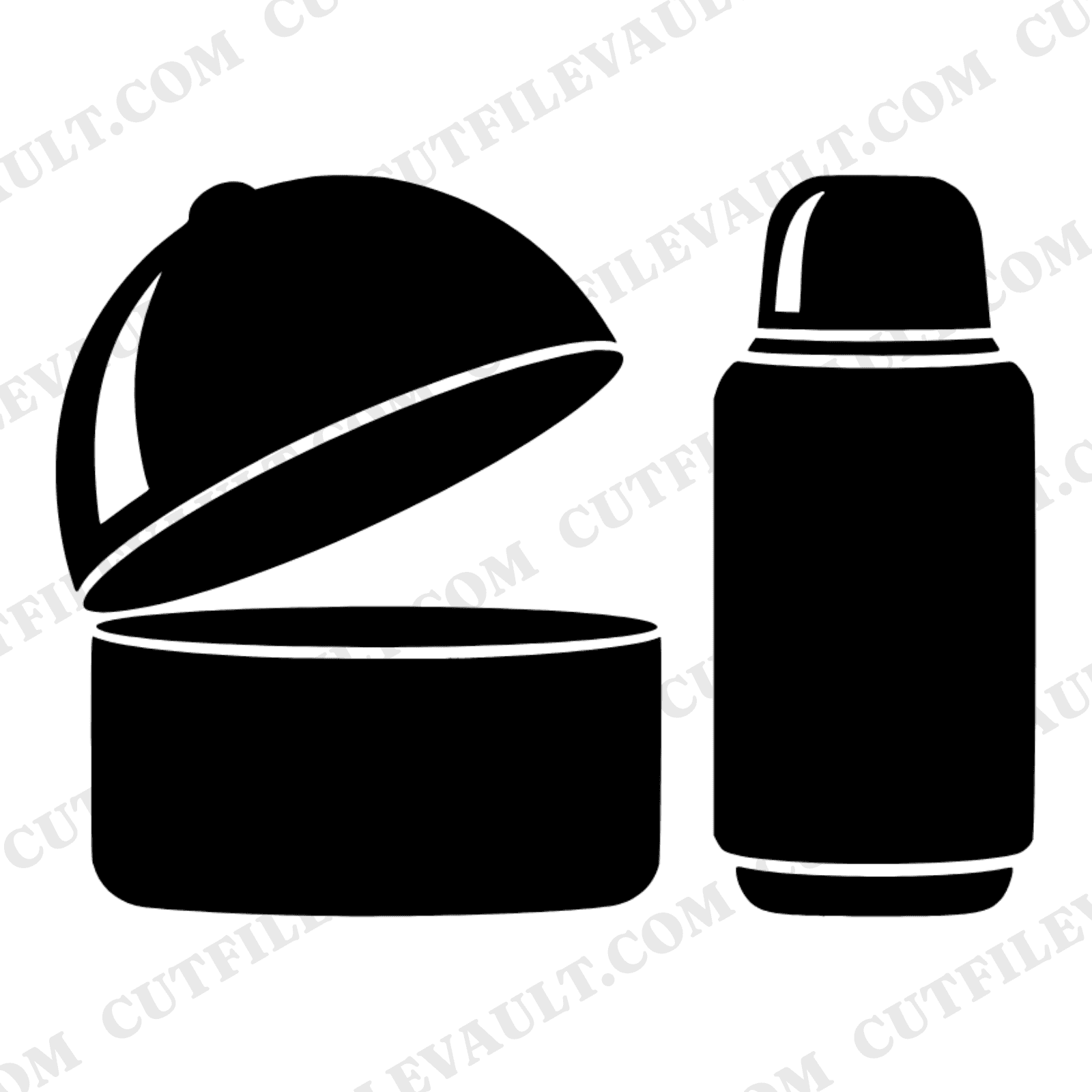 Retro Lunch Box SVG PNG, Vintage Thermos Silhouette, Art Deco School Clipart, Nostalgic Cut File — view 1