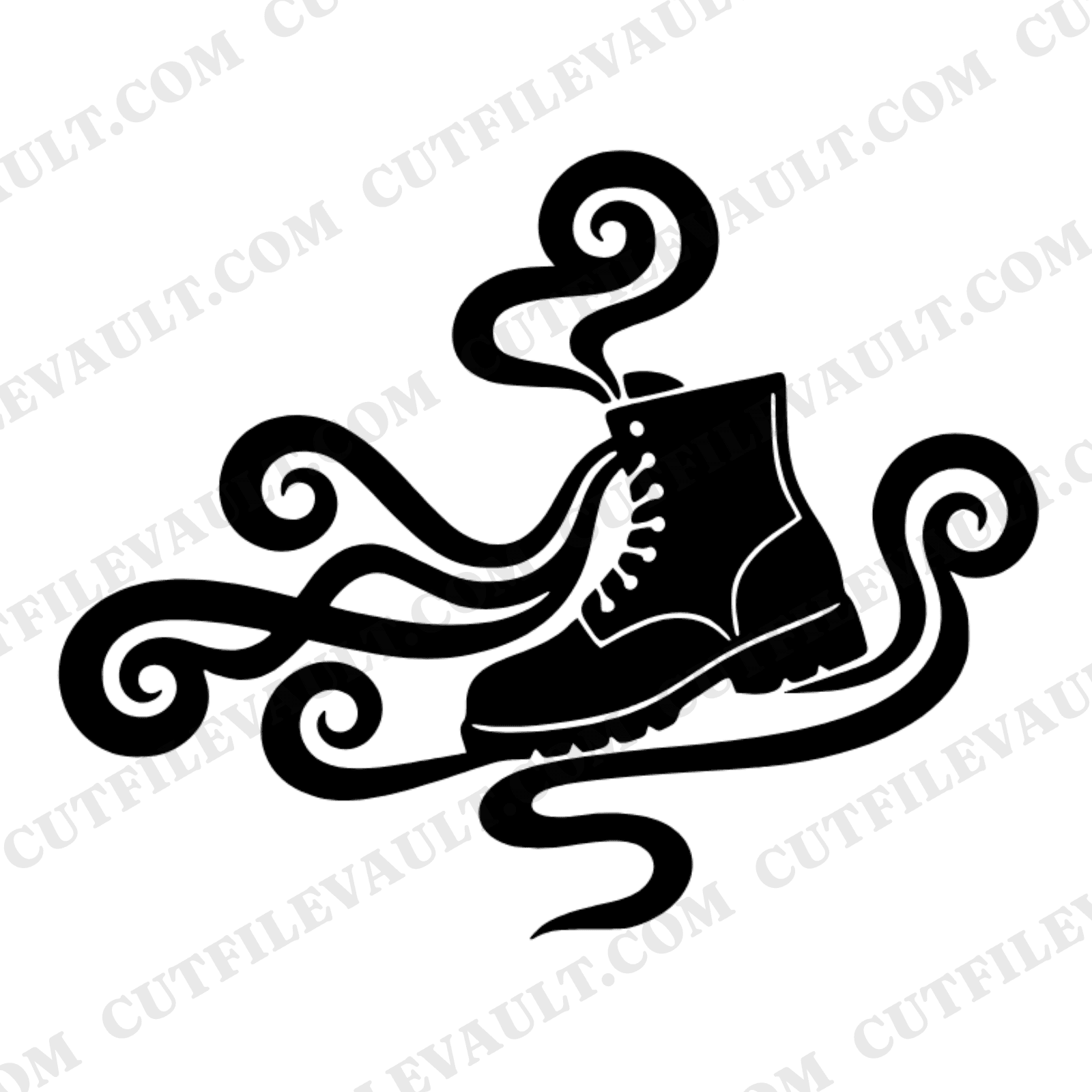 Labor Day Work Boot SVG PNG Retro 70s Flowing Laces Cut File Vinyl Design Single Color Craft — view 1