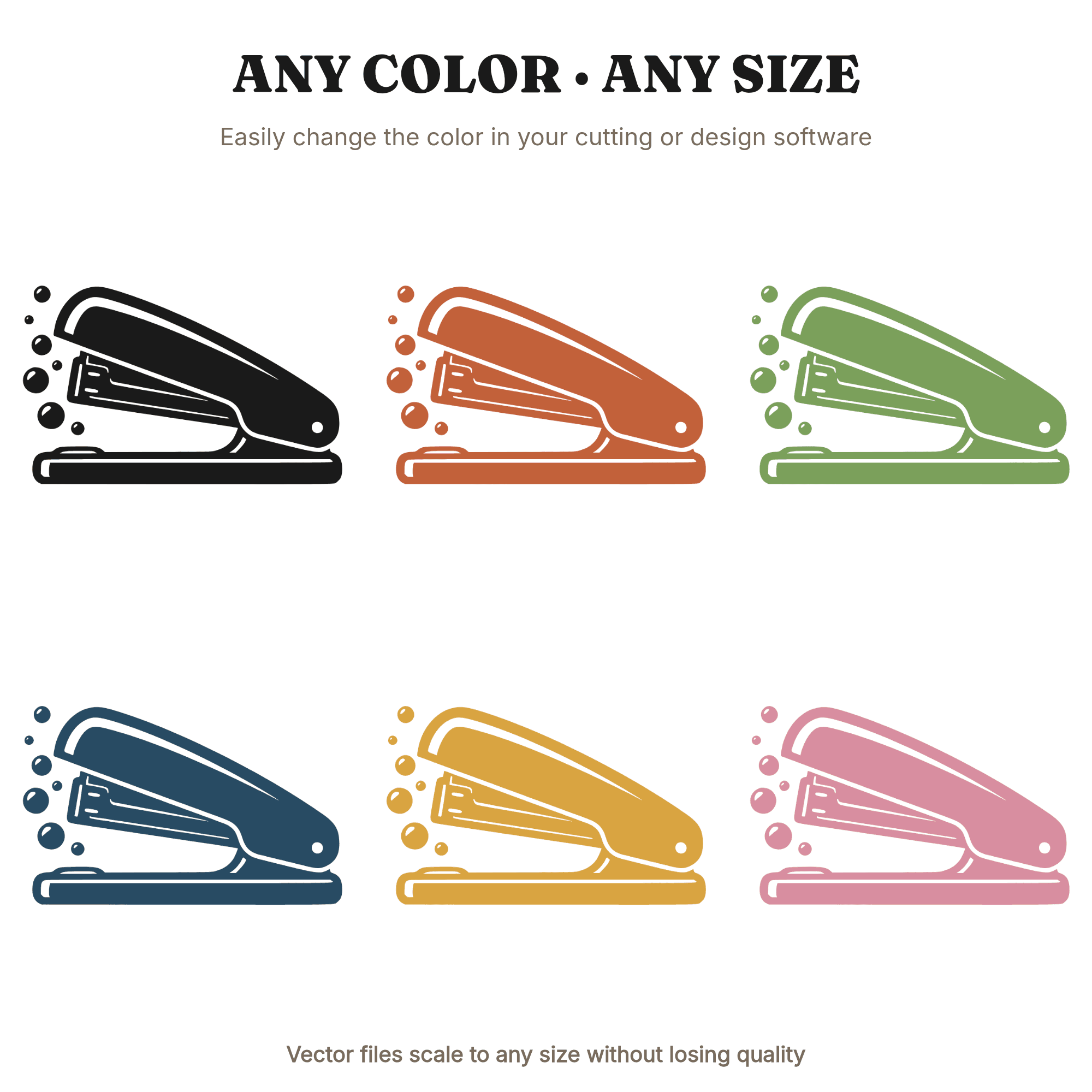 Y2K Chrome Bubble Stapler SVG PNG, Retro 70s Wave Back to School Cut File, Mid Action Stapler — view 2