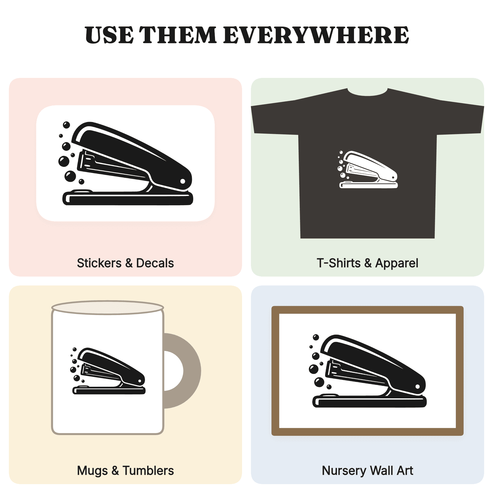 Y2K Chrome Bubble Stapler SVG PNG, Retro 70s Wave Back to School Cut File, Mid Action Stapler — view 3