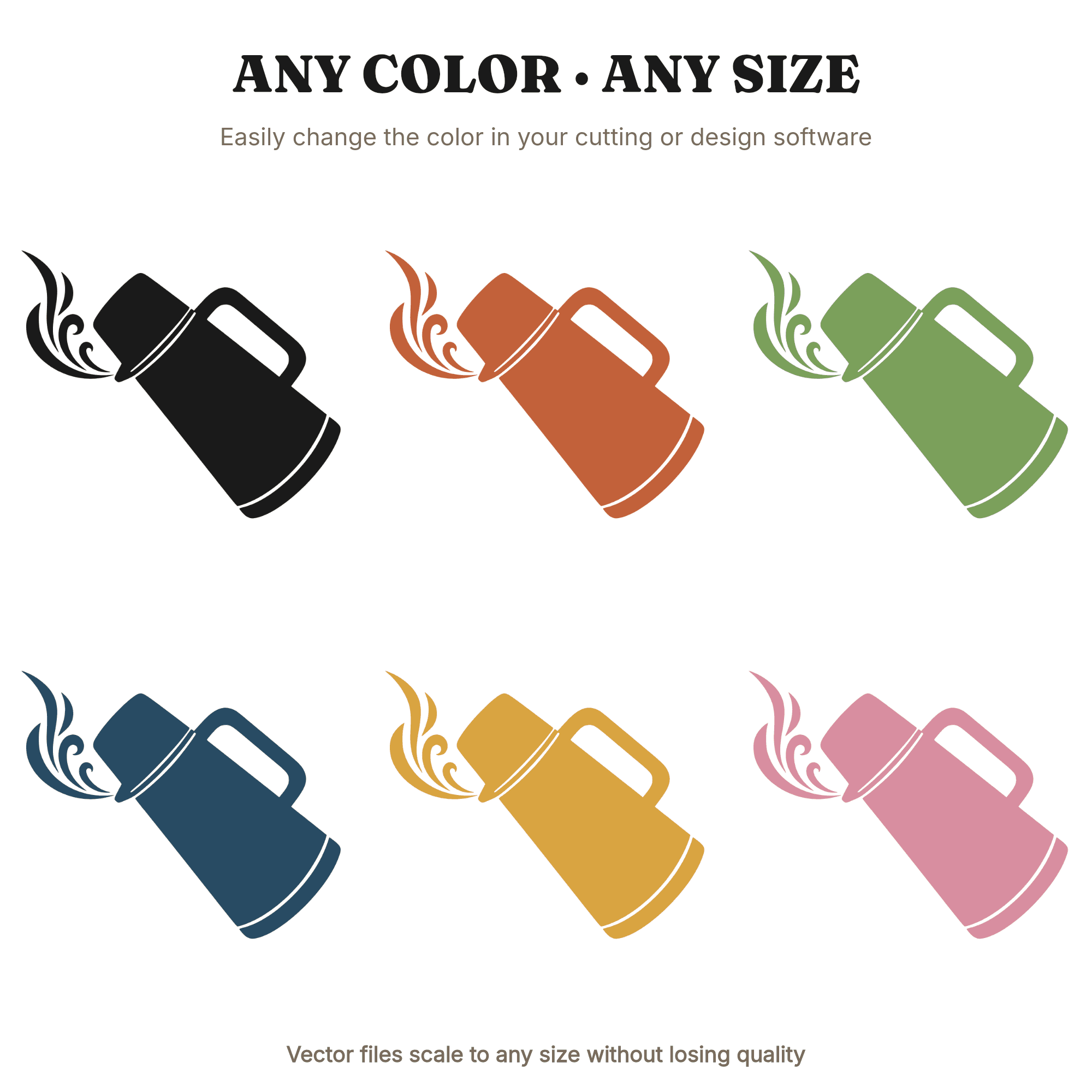 Labor Day Coffee Thermos SVG PNG Retro 70s Wave Pour Silhouette Cut File Minimalist Line Art — view 2