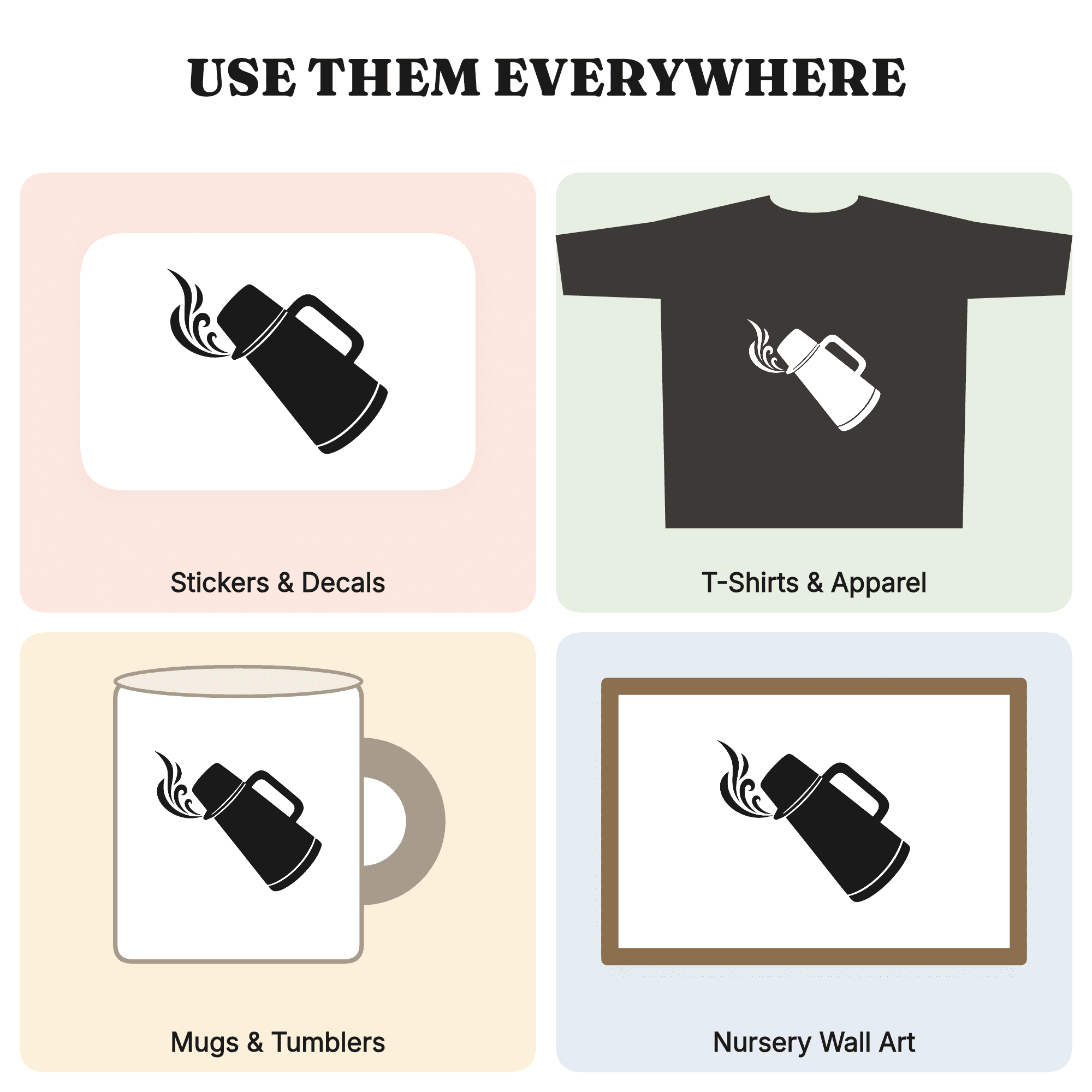 Labor Day Coffee Thermos SVG PNG Retro 70s Wave Pour Silhouette Cut File Minimalist Line Art — view 3