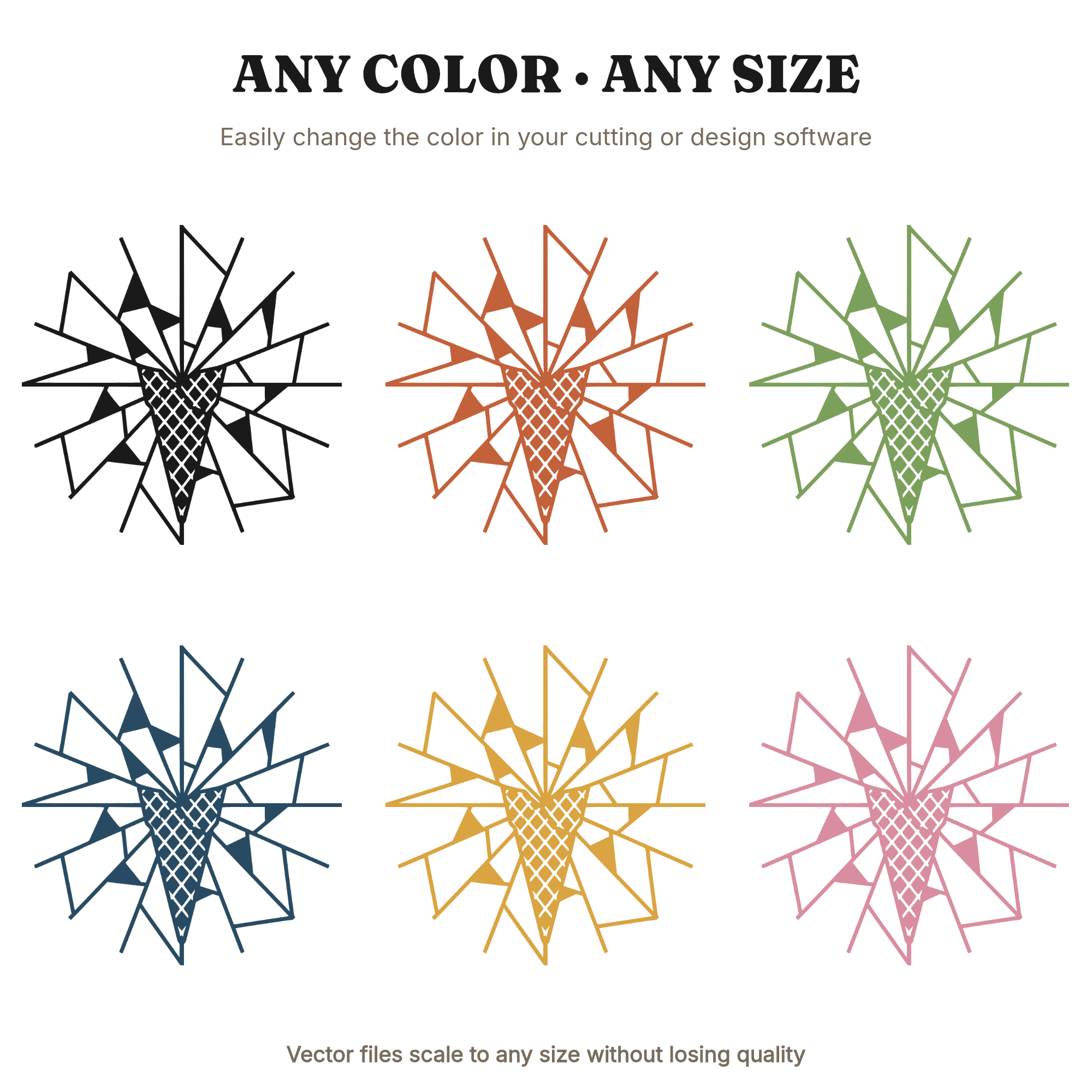 Geometric Waffle Cone SVG PNG Stained Glass Shards Ice Cream Cut File Scandinavian Line Art — view 2