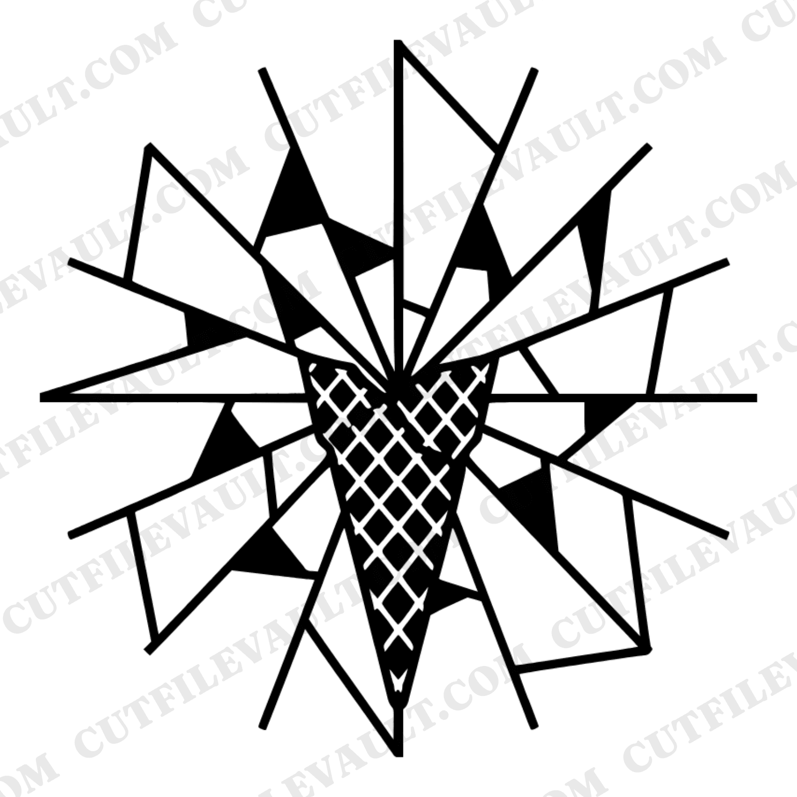 Geometric Waffle Cone SVG PNG Stained Glass Shards Ice Cream Cut File Scandinavian Line Art — view 1