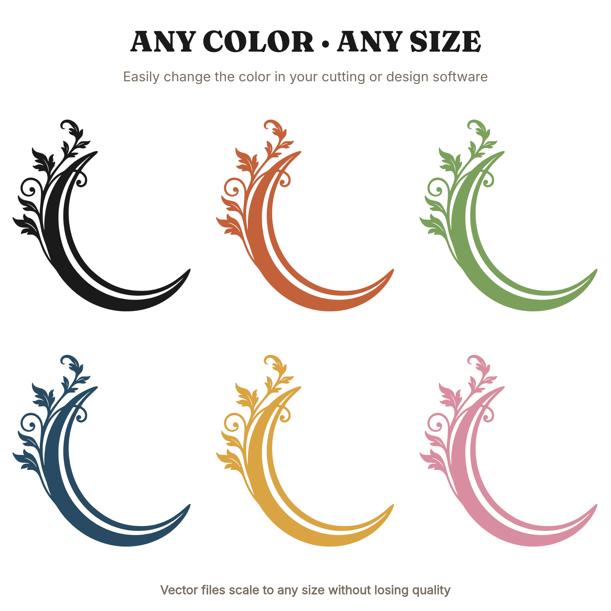 Crescent Watermelon Slice SVG PNG Art Nouveau Vines Boho Summer Cut File National Watermelon Day — view 2