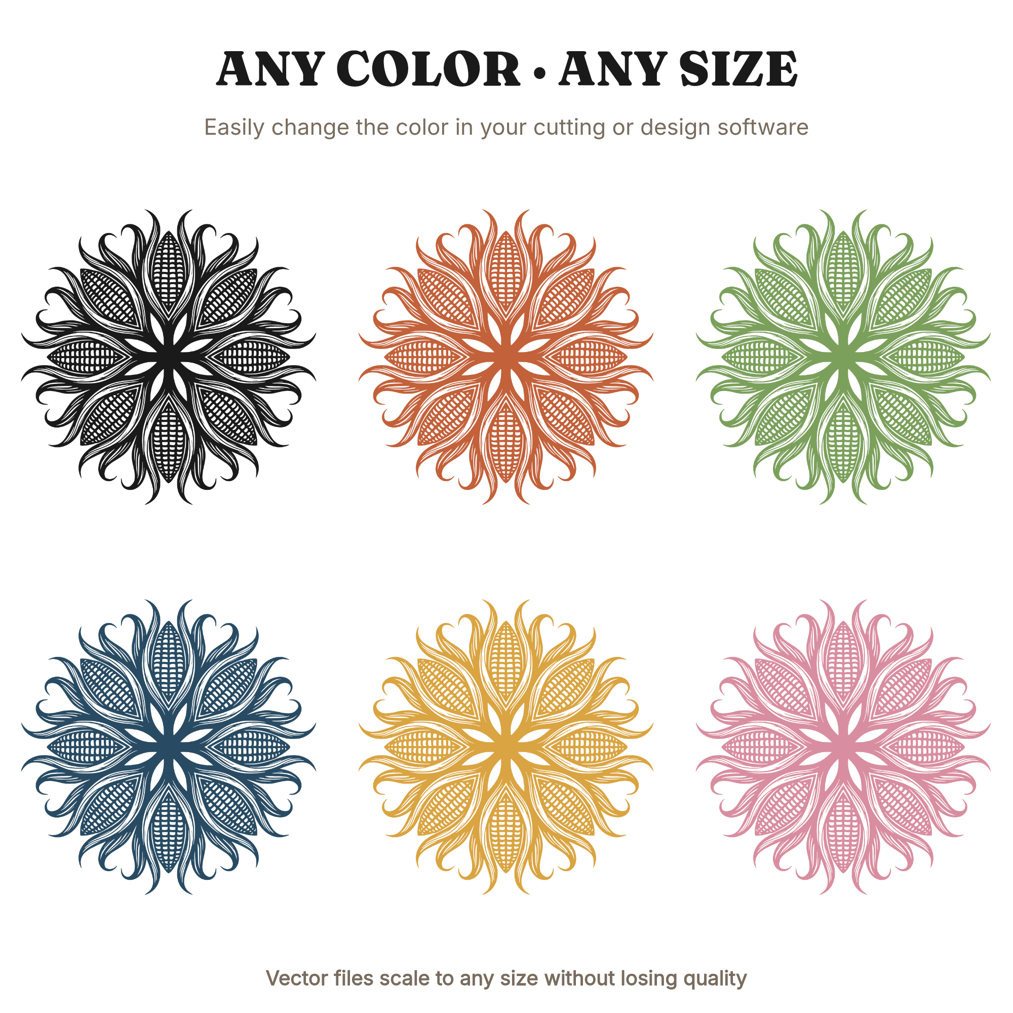 Summer Grilling Corn Mandala SVG PNG, Starburst Cut File, BBQ Kitchen Decor, Farmhouse Vinyl Design — view 2
